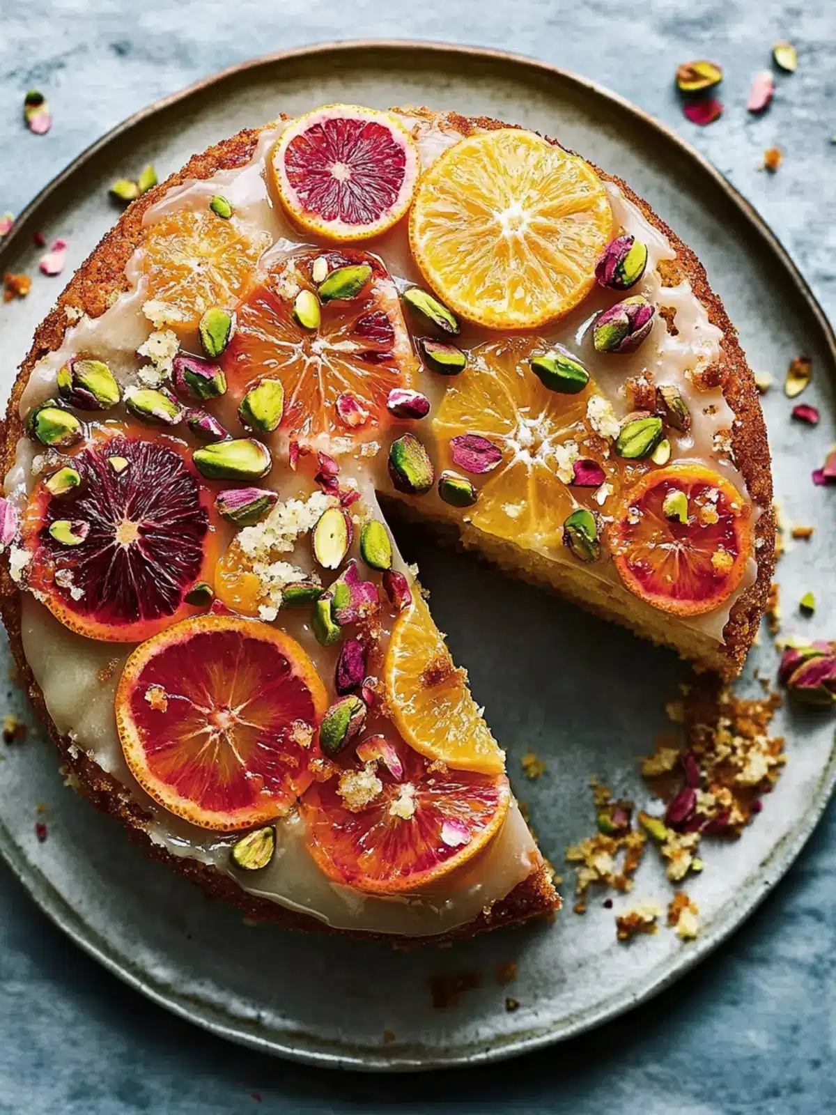 Lemon Drizzle Cake with Pistachio and Blood Orange Twist 2 Lemon drizzle, pistachio and blood orange, egg-free date