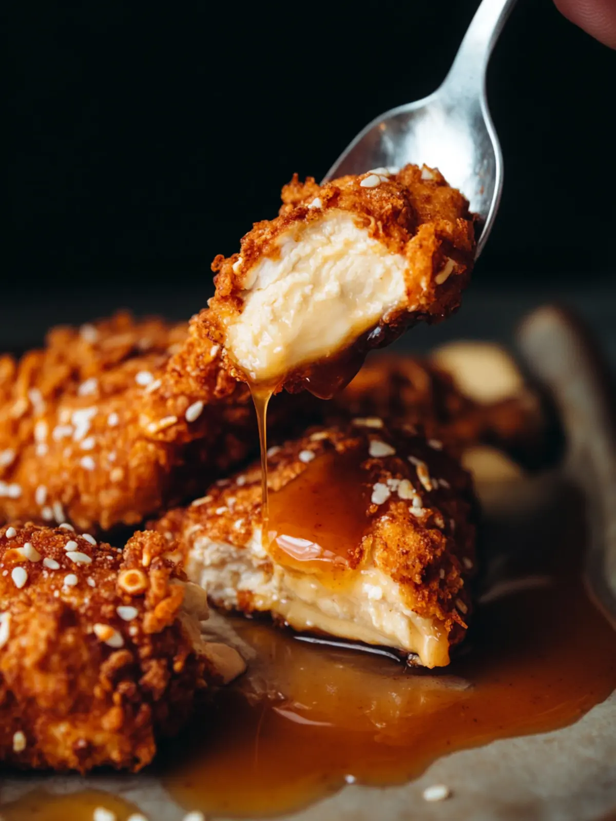 Pretzel Coated Vegan Chicken with Spicy Maple Drizzle Delight 2 Pretzel Coated Vegan Chicken with Spicy Maple Drizzle