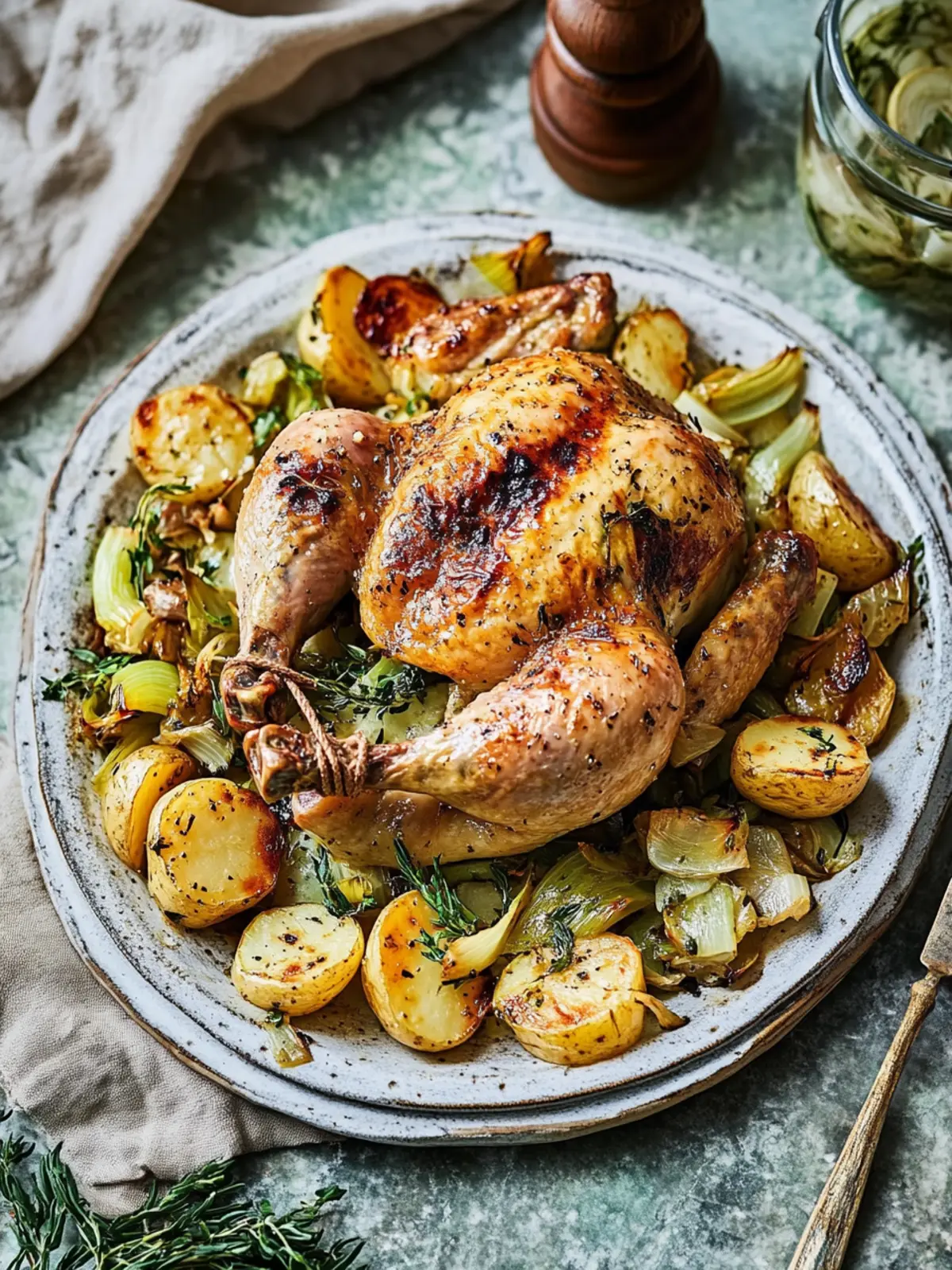 Whole Roast Chicken with Potatoes and Leeks for Cozy Nights 3 Whole Roast Chicken With Potatoes and Leeks