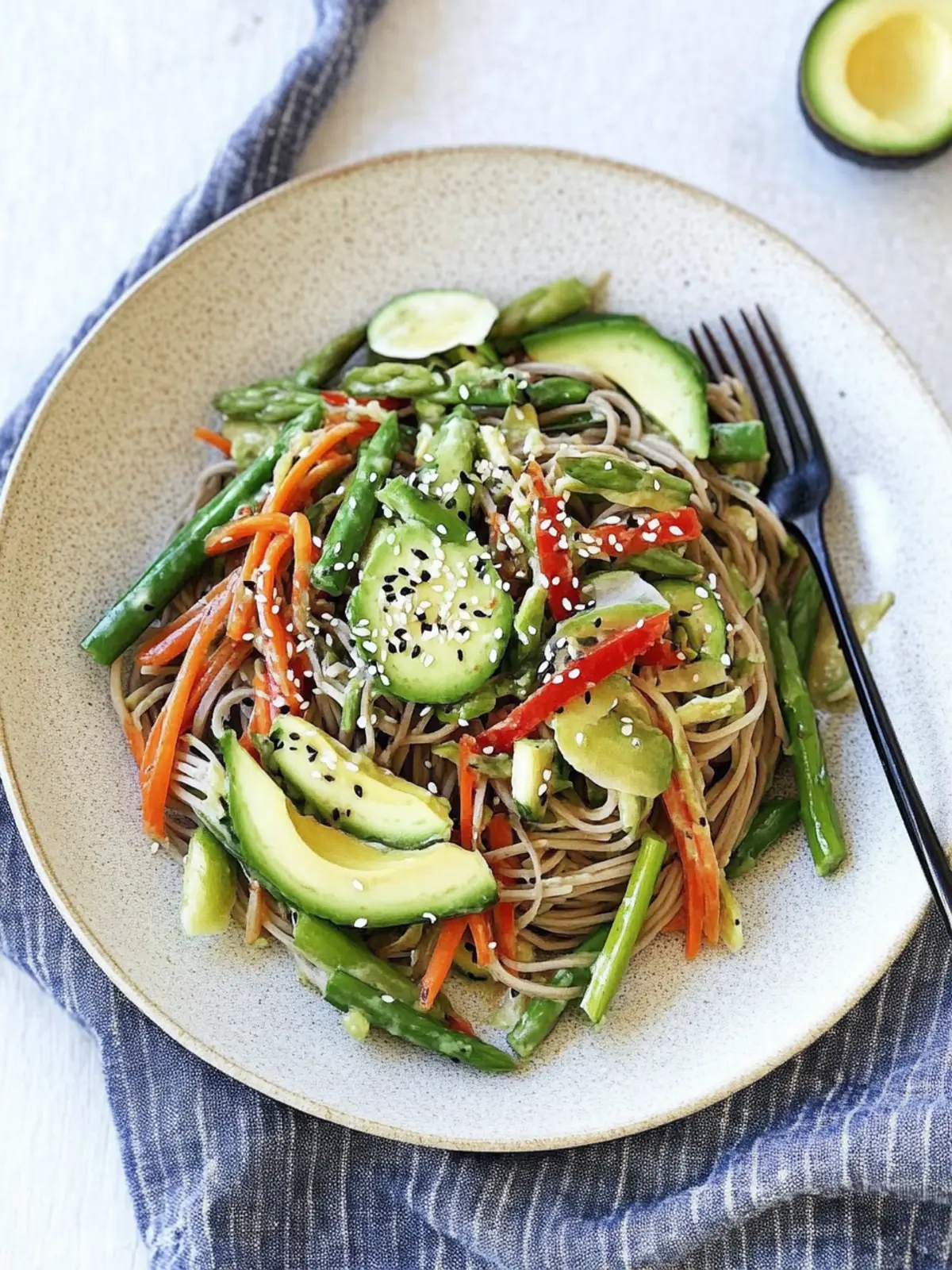 Miso Soba Noodle Salad with Asparagus, Zucchini, Avocado Bliss 2 Miso Soba Noodle Salad with Asparagus, Zucchini and Avocado