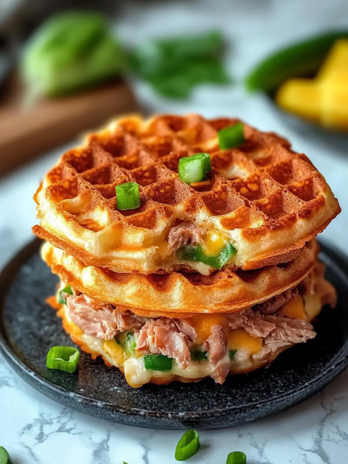 Delicious Savory Tuna Melt Chaffle for Quick Lunch Joy 3 Savory Tuna Melt Chaffle