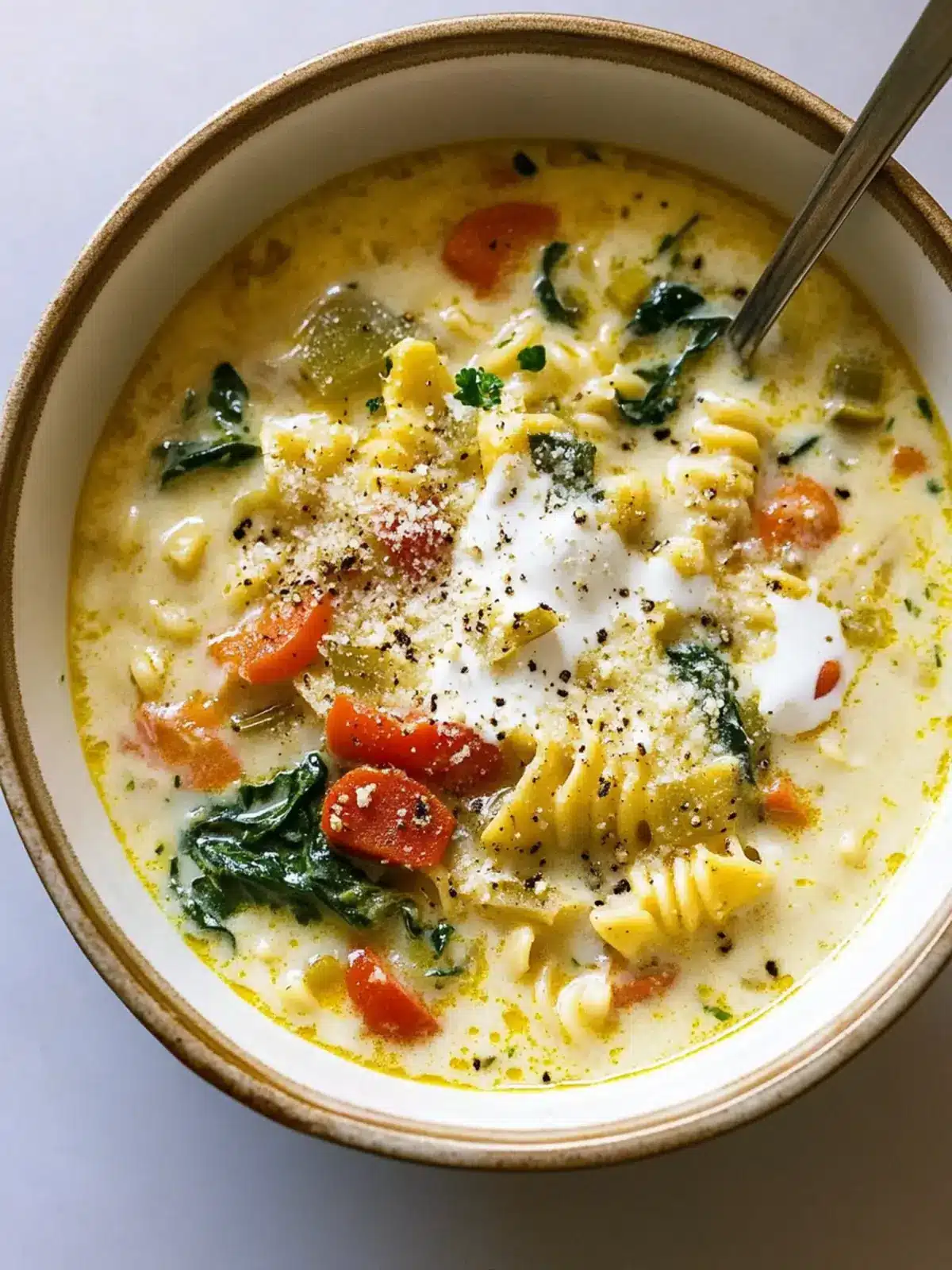 Savory Creamy White Lasagna Soup with Veggies Delight 2 Creamy White Lasagna Soup with Veggies