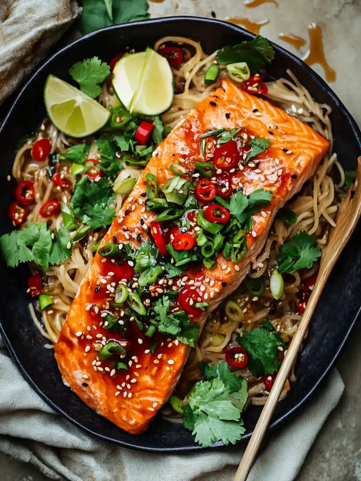 Sweet, Spicy Asian Salmon & Rice Noodles for Busy Nights 4 Sweet, Spicy Asian Salmon & Rice Noodles