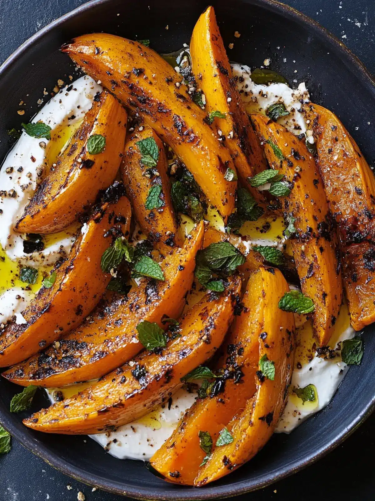 Spiced Squash Wedges with Labneh & Mint for Flavor Lovers 4 Spiced squash wedges with labneh & mint