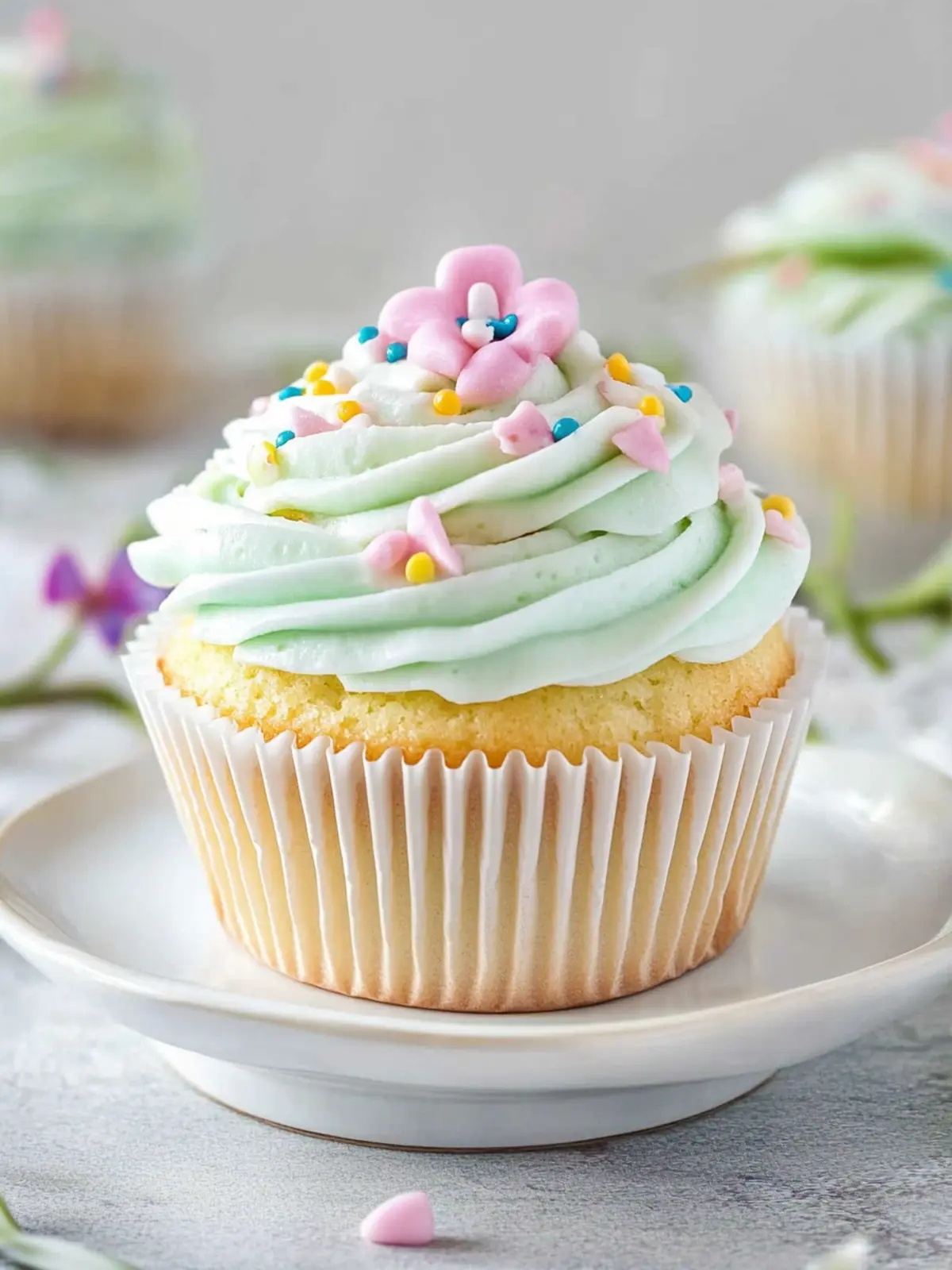 Delicious Gluten-Free Vanilla Cupcakes With Spring Frosting 2 Gluten-Free Vanilla Cupcakes With Spring Frosting