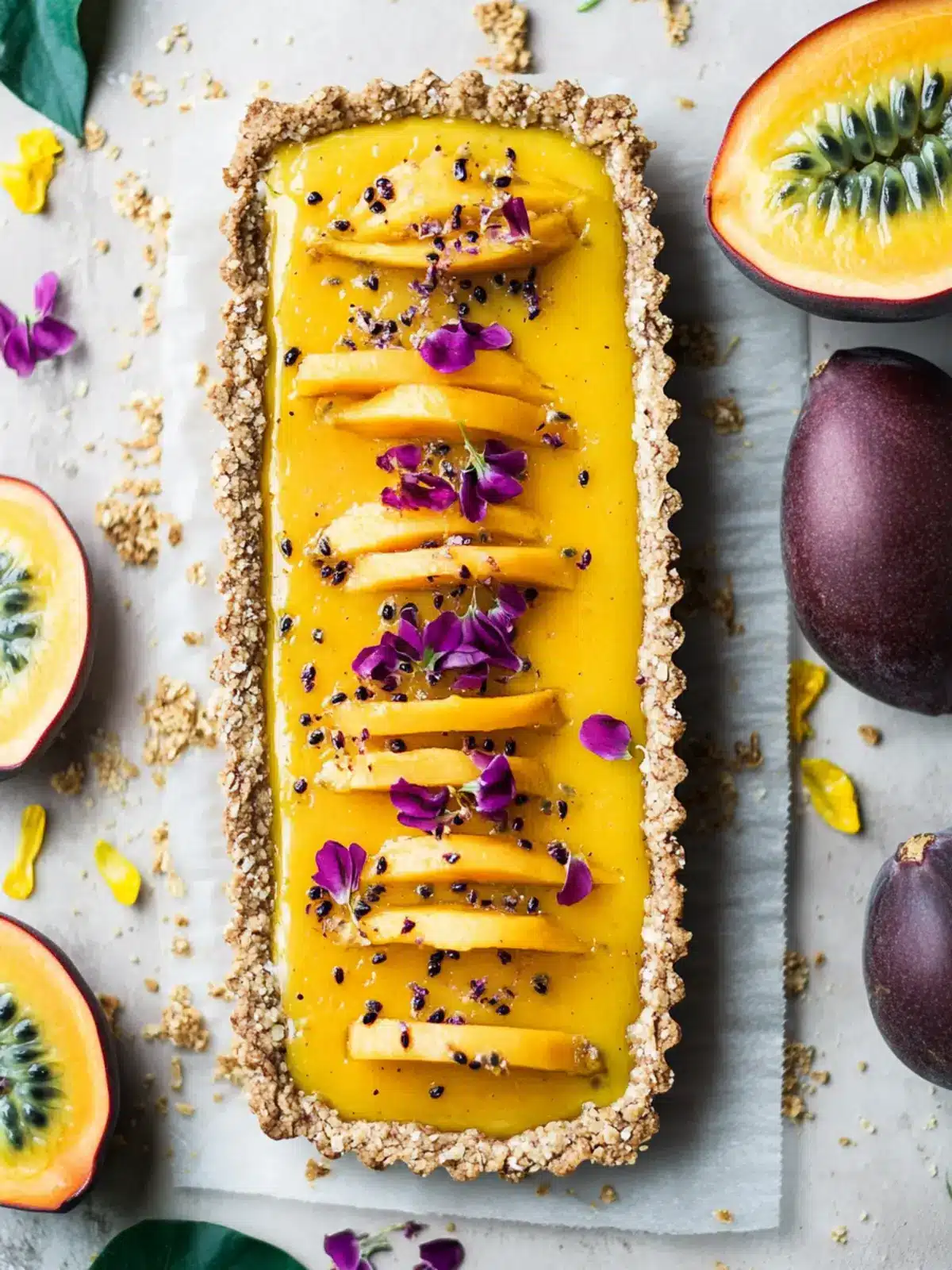Vegan Mango Passion Fruit Tart for a Tropical Escape 4 Vegan Mango Passion Fruit Tart