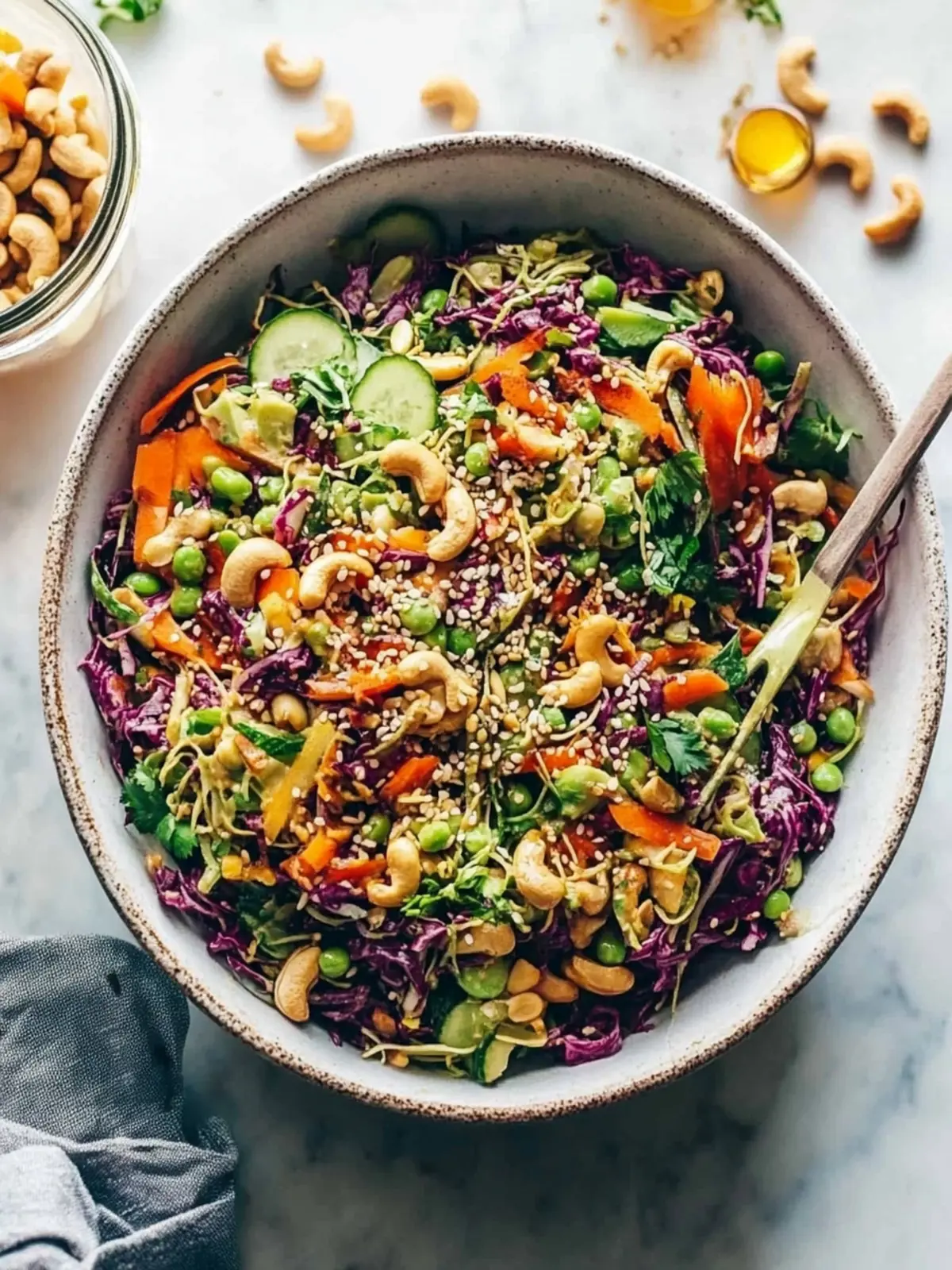 Cashew Crunch Salad with Sesame Dressing for a Fresh Twist 2 Cashew Crunch Salad with Sesame Dressing