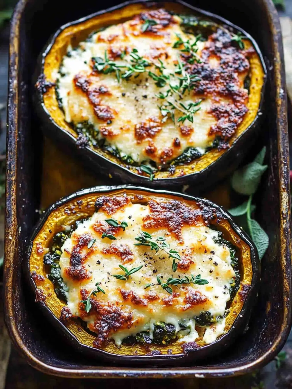 Mouthwatering Stuffed Acorn Squash with Parmesan and Spinach 4 Stuffed Acorn Squash with Parmesan, Cream Cheese and Spinach