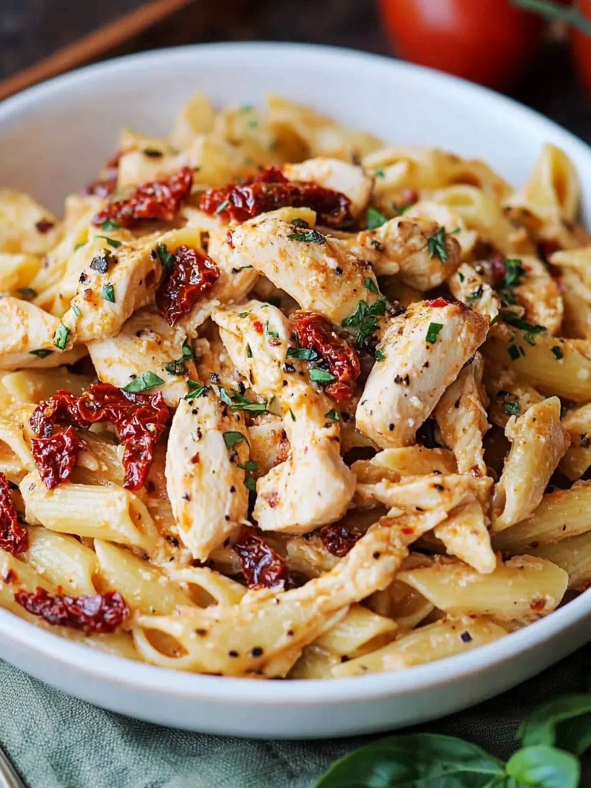Irresistible Sun-Dried Tomato Pasta with Chicken and Mozzarella 3 Sun-Dried Tomato Pasta with Chicken and Mozzarella