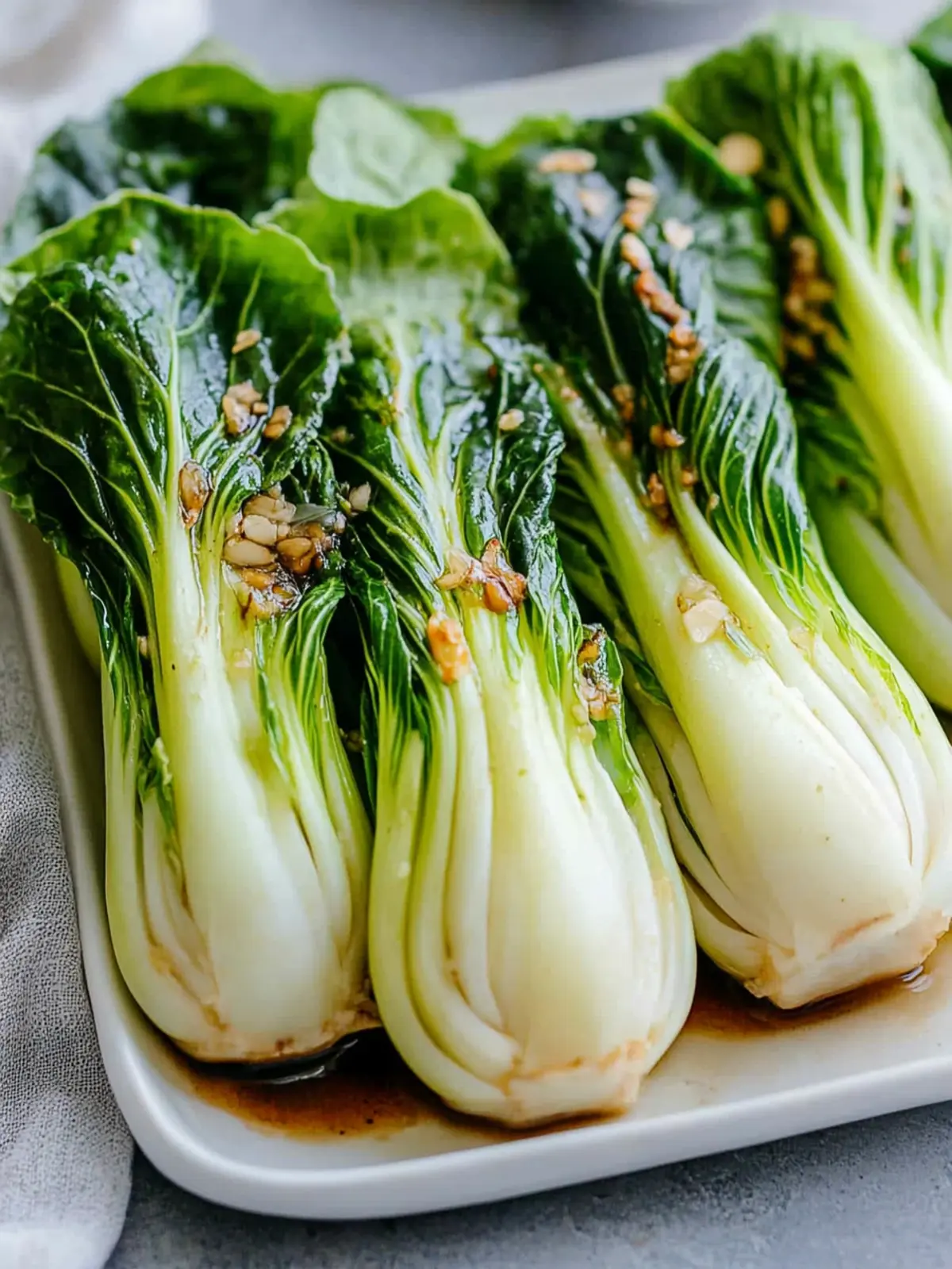 Sizzle Up Baby Bok Choy with Soy Sauce and Garlic Delight! 3 Baby Bok Choy with Soy Sauce and Garlic