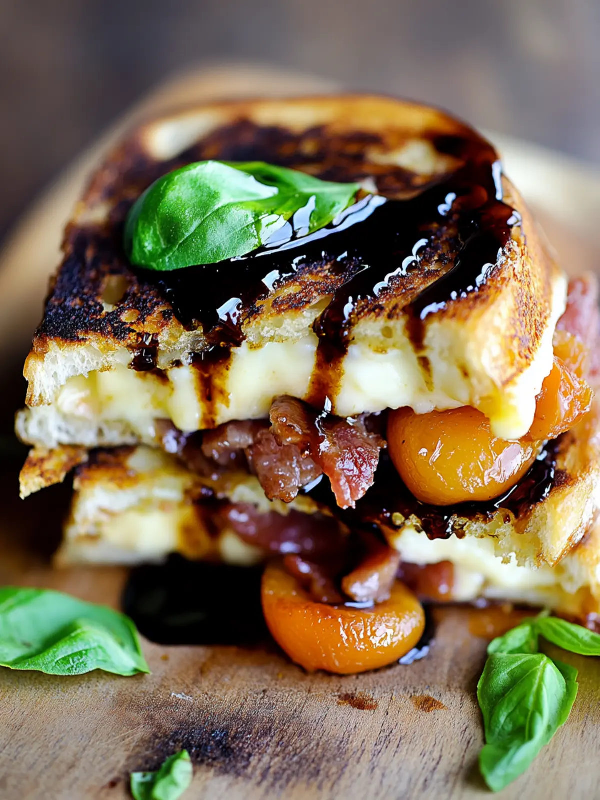 Irresistible Bacon, Brie, and Apricot Grilled Cheese Delight 4 Bacon, Brie, and Apricot Grilled Cheese with Balsamic Reduction