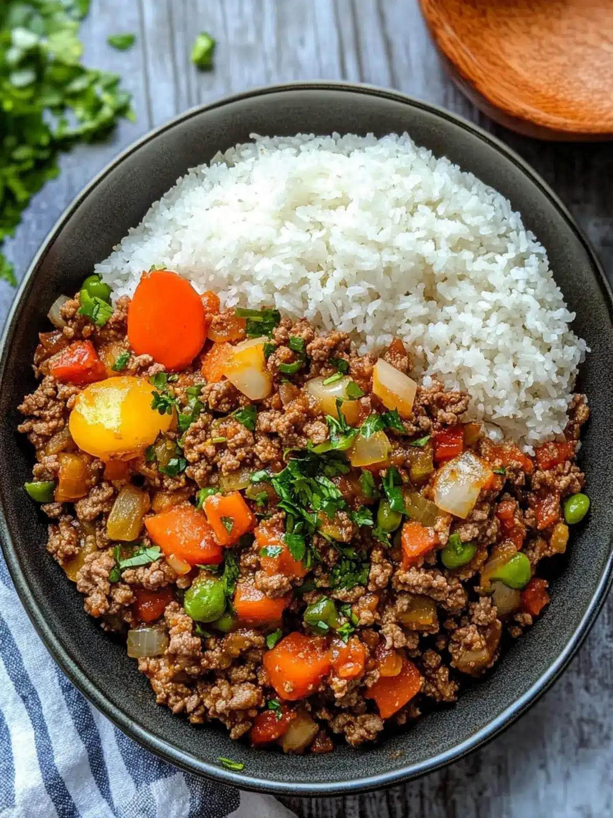Filipino Picadillo with Fried Egg and Savory Plantains 3 Filipino Picadillo