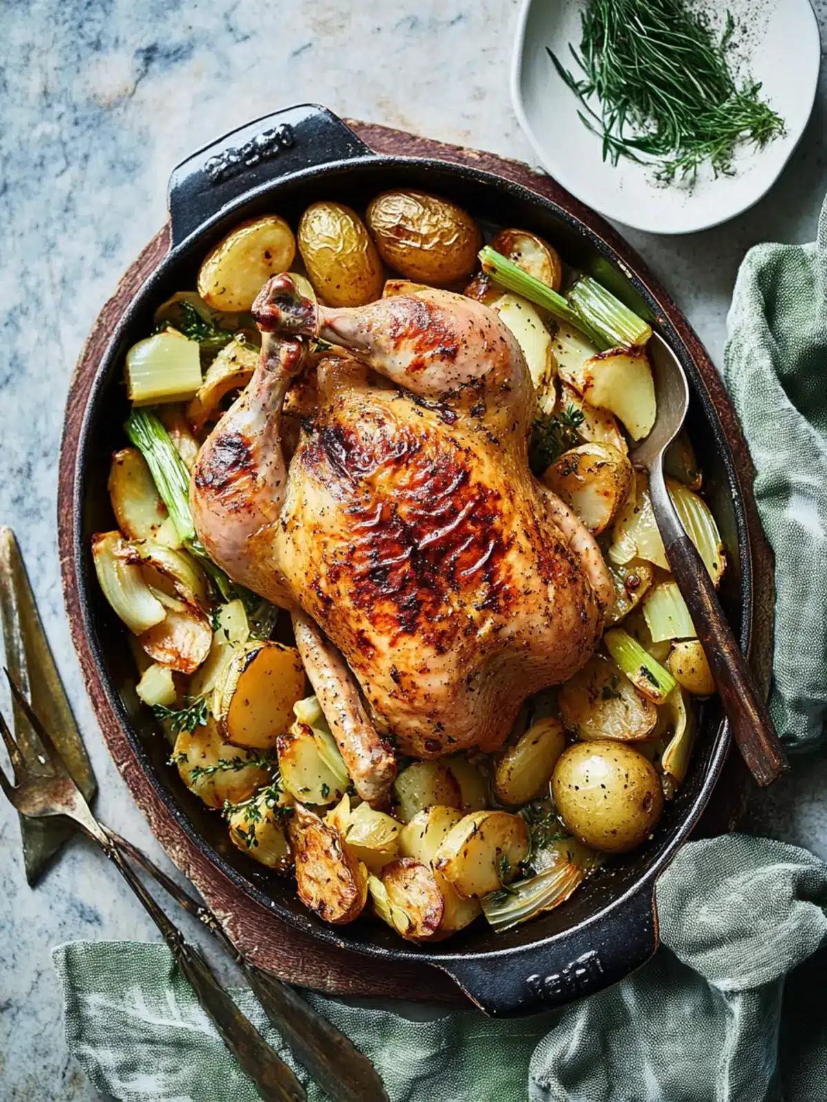 Whole Roast Chicken with Potatoes and Leeks for Cozy Nights 4 Whole Roast Chicken With Potatoes and Leeks