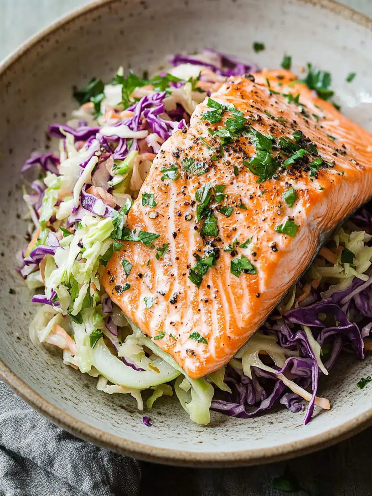 Delicious Salmon with Cabbage Slaw for a Flavorful Dinner 3 Salmon with Cabbage Slaw