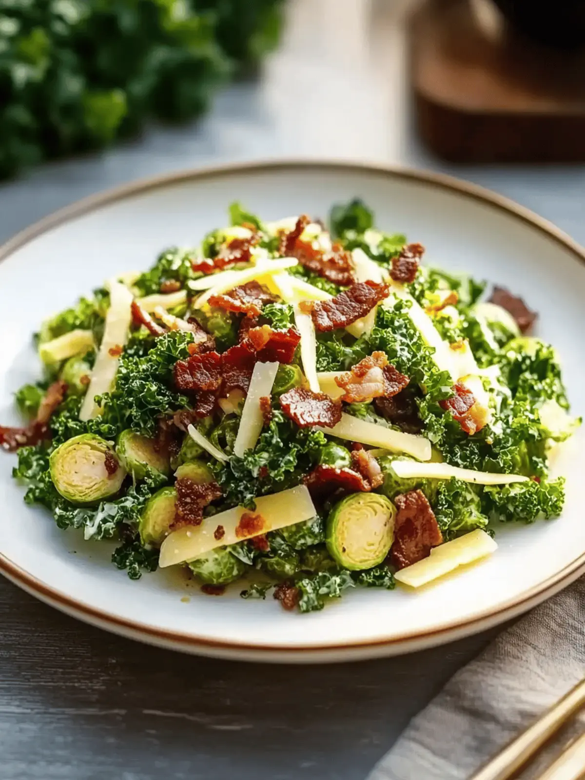 Brussels Sprout Kale Salad with Beef Bacon & Cheddar Delight 3 Brussels Sprout Kale Salad with Beef Bacon & Cheddar