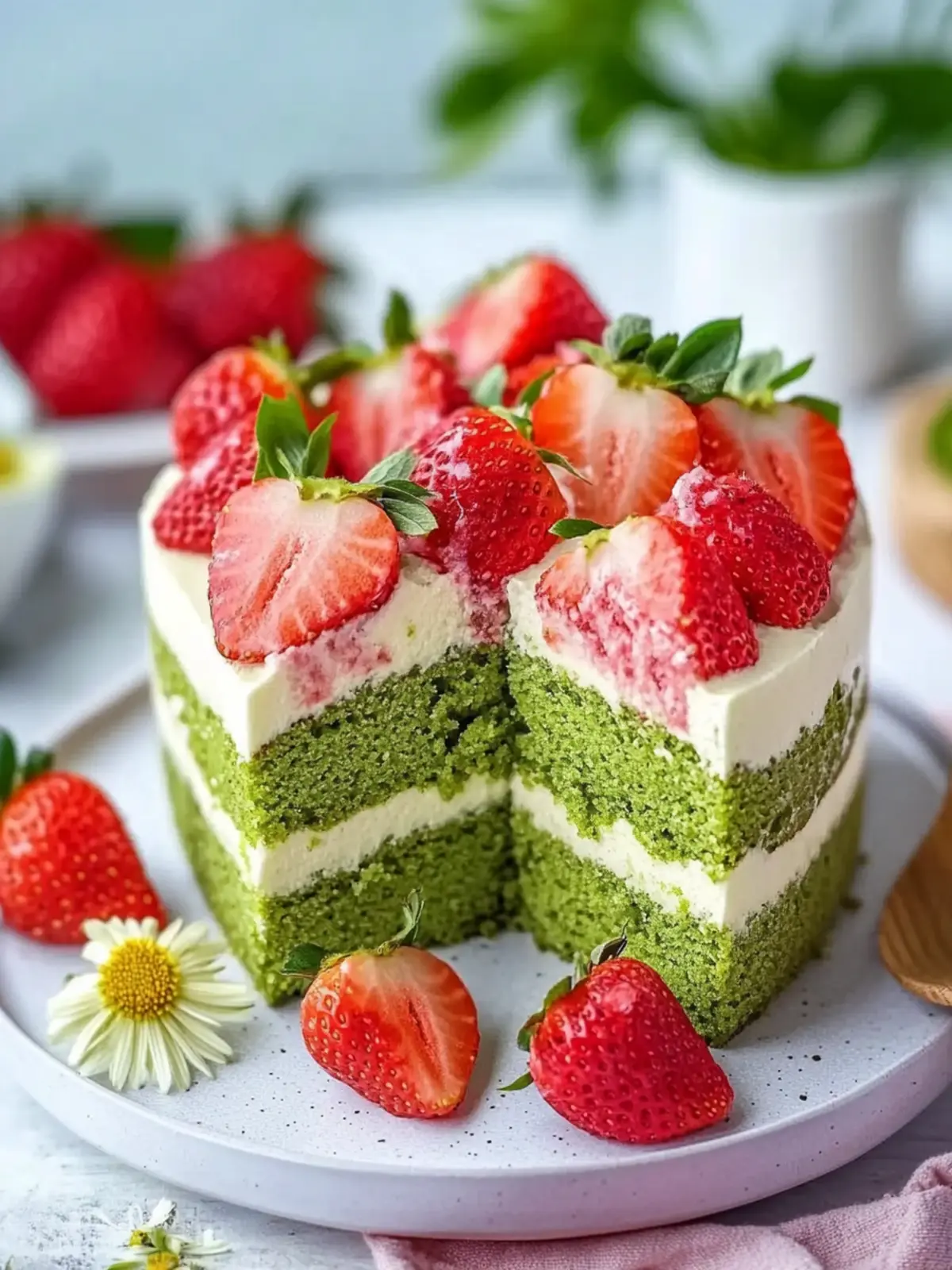 Strawberry Matcha Latte Cake: Elevate Your Spring Desserts 4 Strawberry Matcha Latte Cake