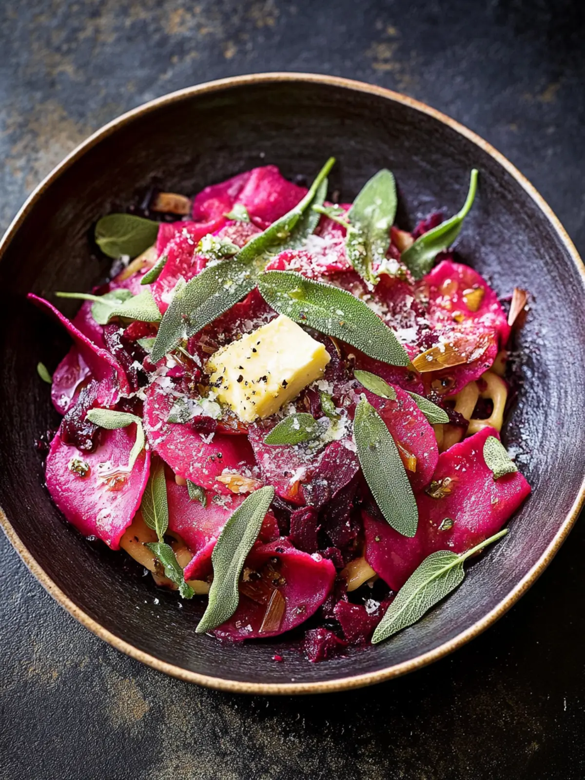 Delicious Beetroot Fiorelli with Sage Butter in 6 Minutes 2 Beetroot fiorelli with sage butter