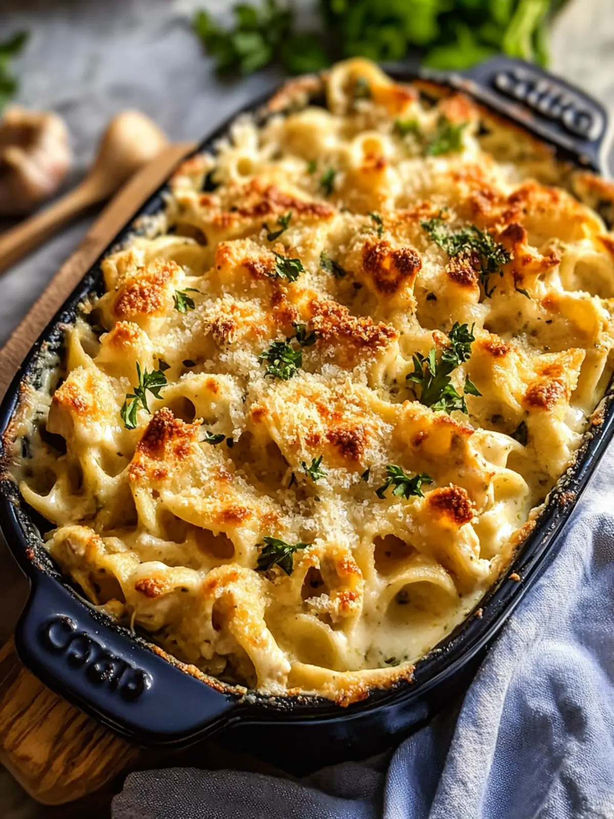 Creamy Dump and Bake Chicken Alfredo Noodle Casserole Delight 3 Dump + Bake Chicken Alfredo Noodle Casserole