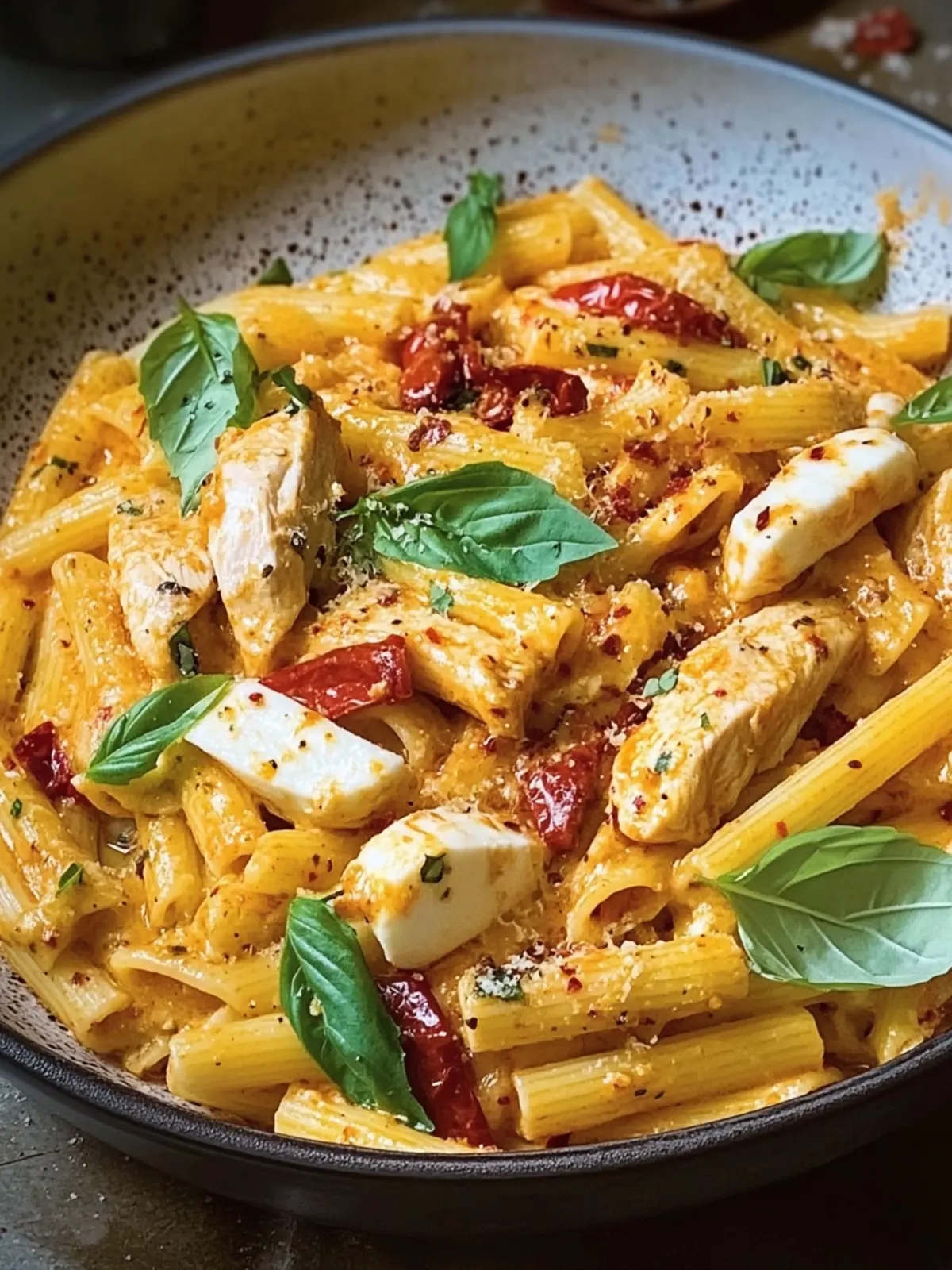 Spicy Chicken and Mozzarella Pasta: A Family Favorite Meal 2 spicy chicken and mozzarella pasta