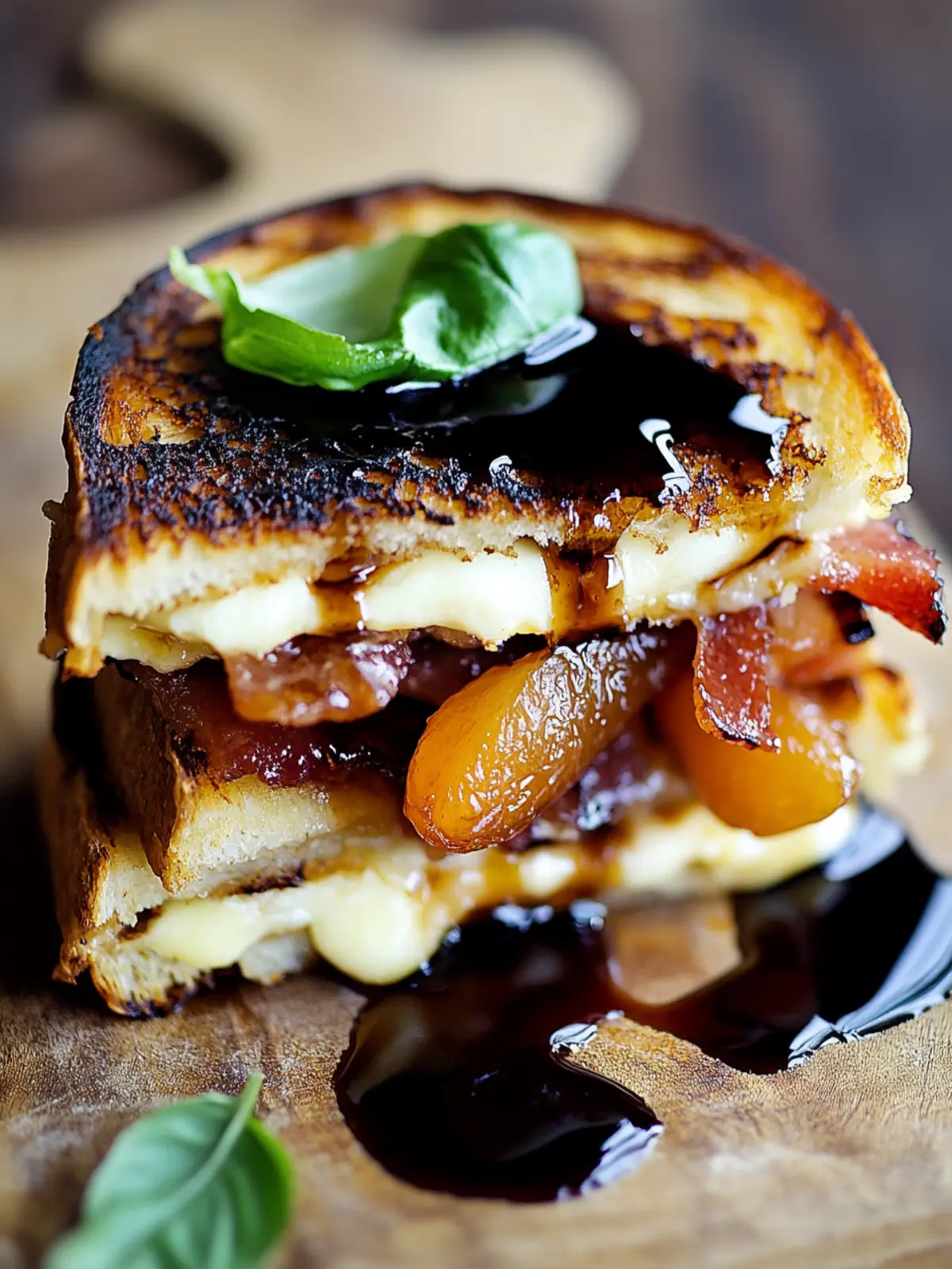 Irresistible Bacon, Brie, and Apricot Grilled Cheese Delight 3 Bacon, Brie, and Apricot Grilled Cheese with Balsamic Reduction