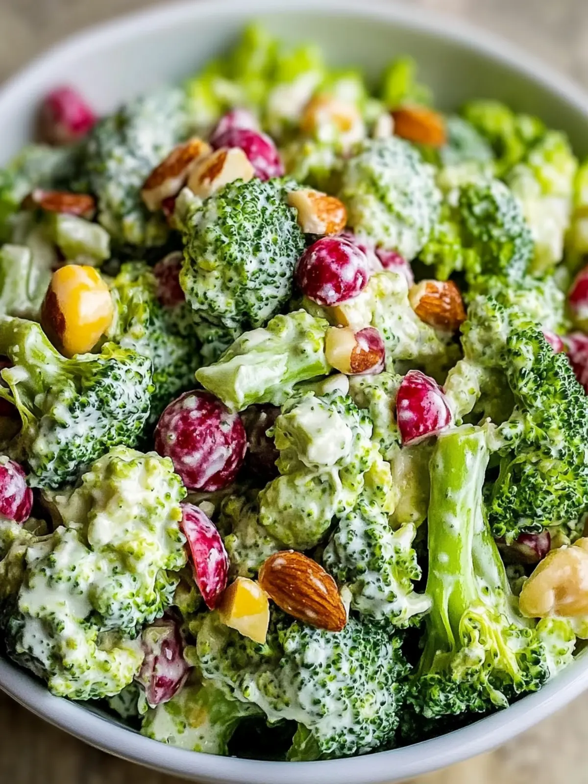 Delicious Creamy Broccoli Salad with Crunchy Seeds and Cranberries 3 Creamy Broccoli Salad