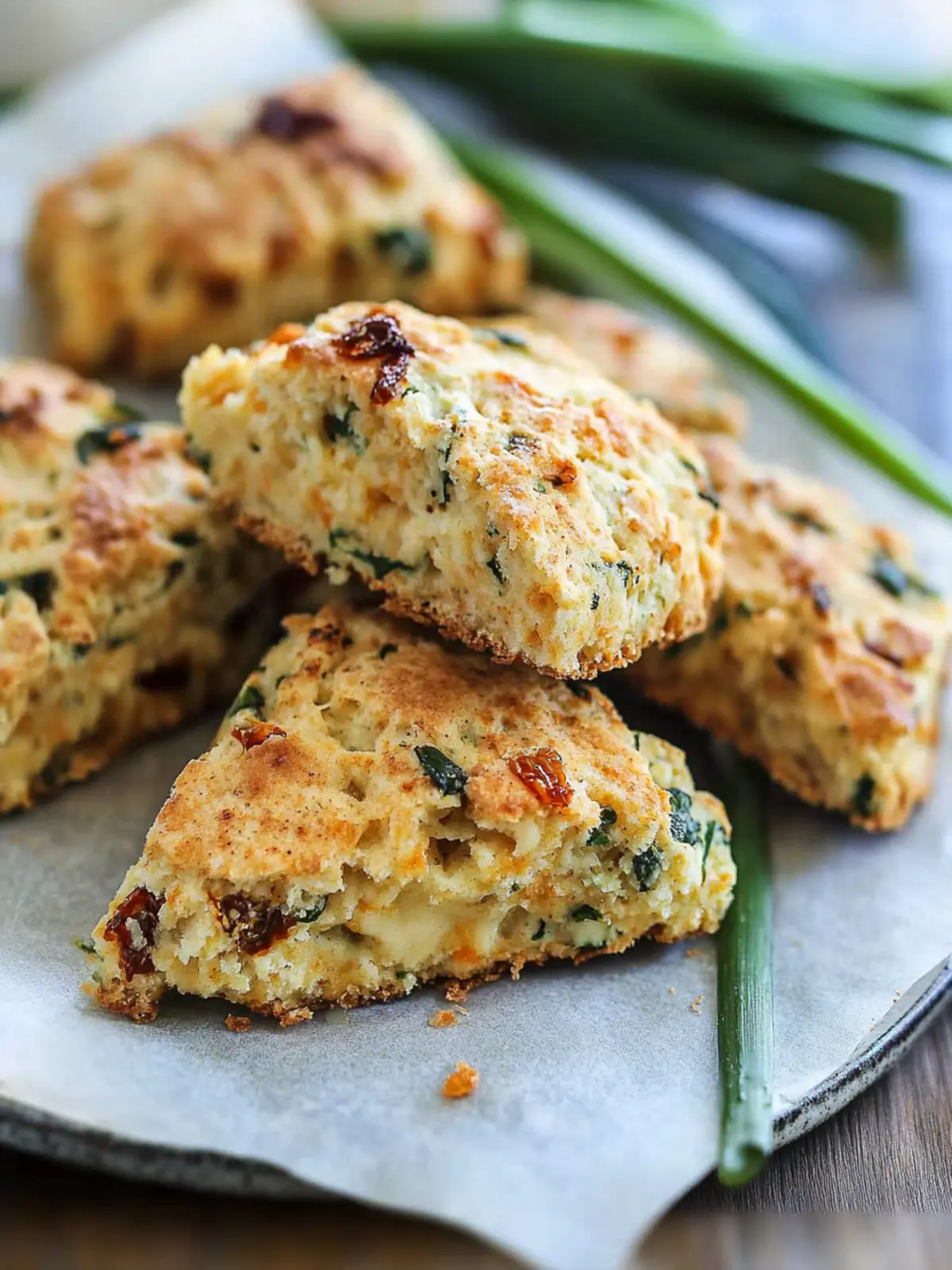 Sun Dried Tomato, Scallion Cheddar Scones for a Flavor Burst 3 Sun Dried Tomato, Scallion Cheddar Scones
