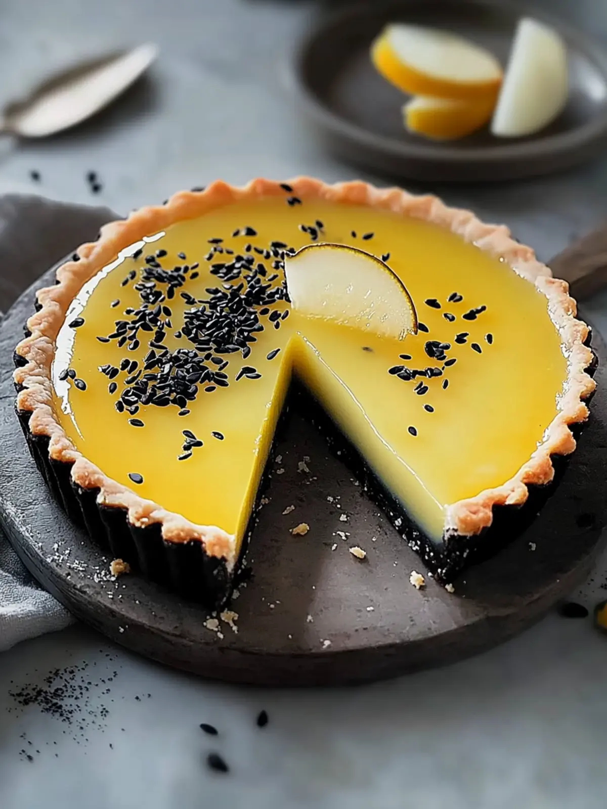 Indulge in Black Sesame Tart with Zesty Yuzu Curd Delight 4 Black Sesame Tart with Yuzu Curd
