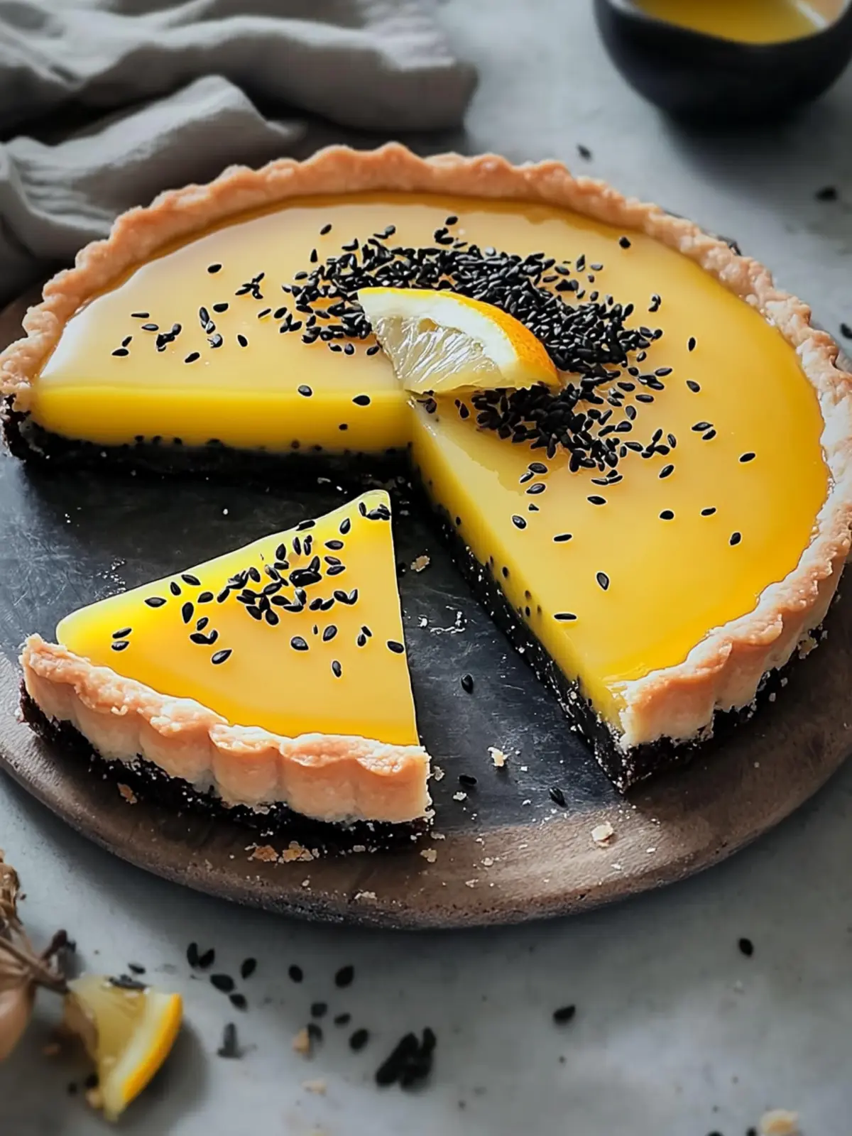 Indulge in Black Sesame Tart with Zesty Yuzu Curd Delight 3 Black Sesame Tart with Yuzu Curd