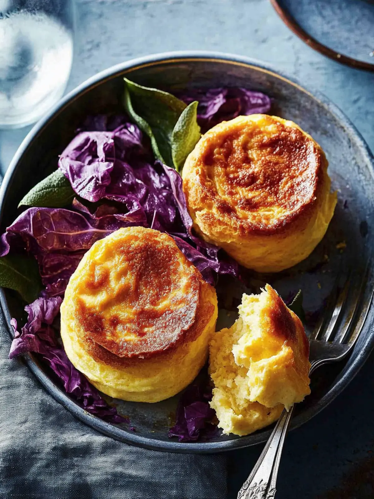 Decadent Double-Baked Cheese Soufflés with Savory Cabbage Delight 4 Double-baked cheese soufflés