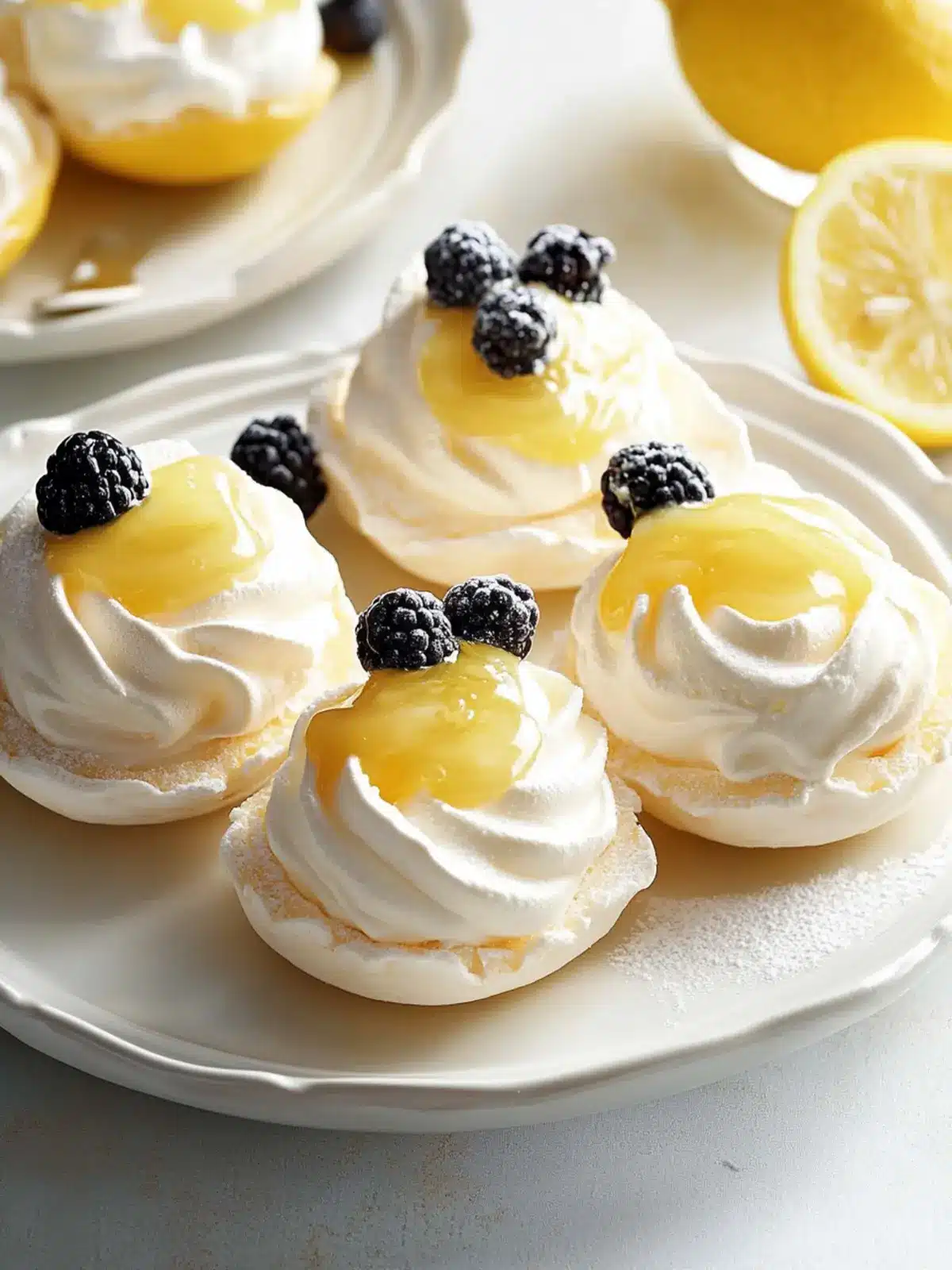 Delicious Meringue Shells with Creamy Lemon Curd Bliss 4 Meringue Shells with Lemon Curd