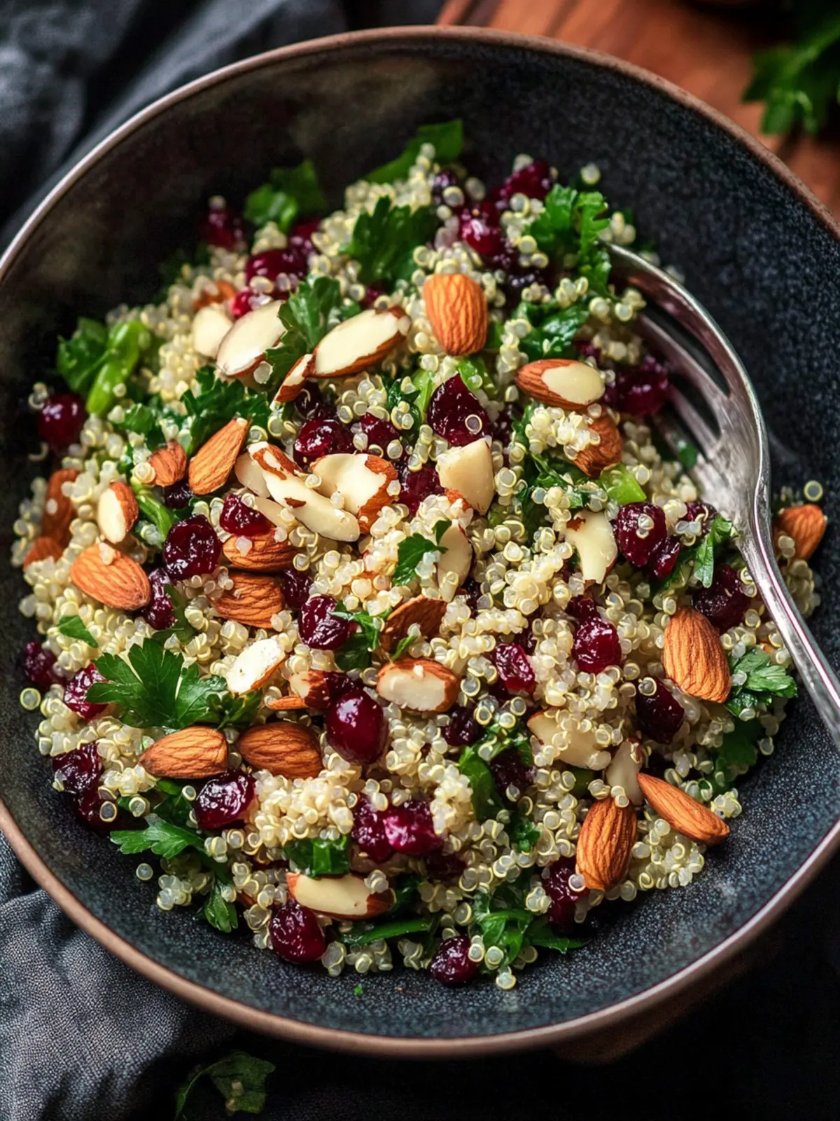 Cozy Quinoa Winter Salad with Cranberries & Almonds Bliss 3 Cozy Quinoa Winter Salad with Cranberries & Almonds