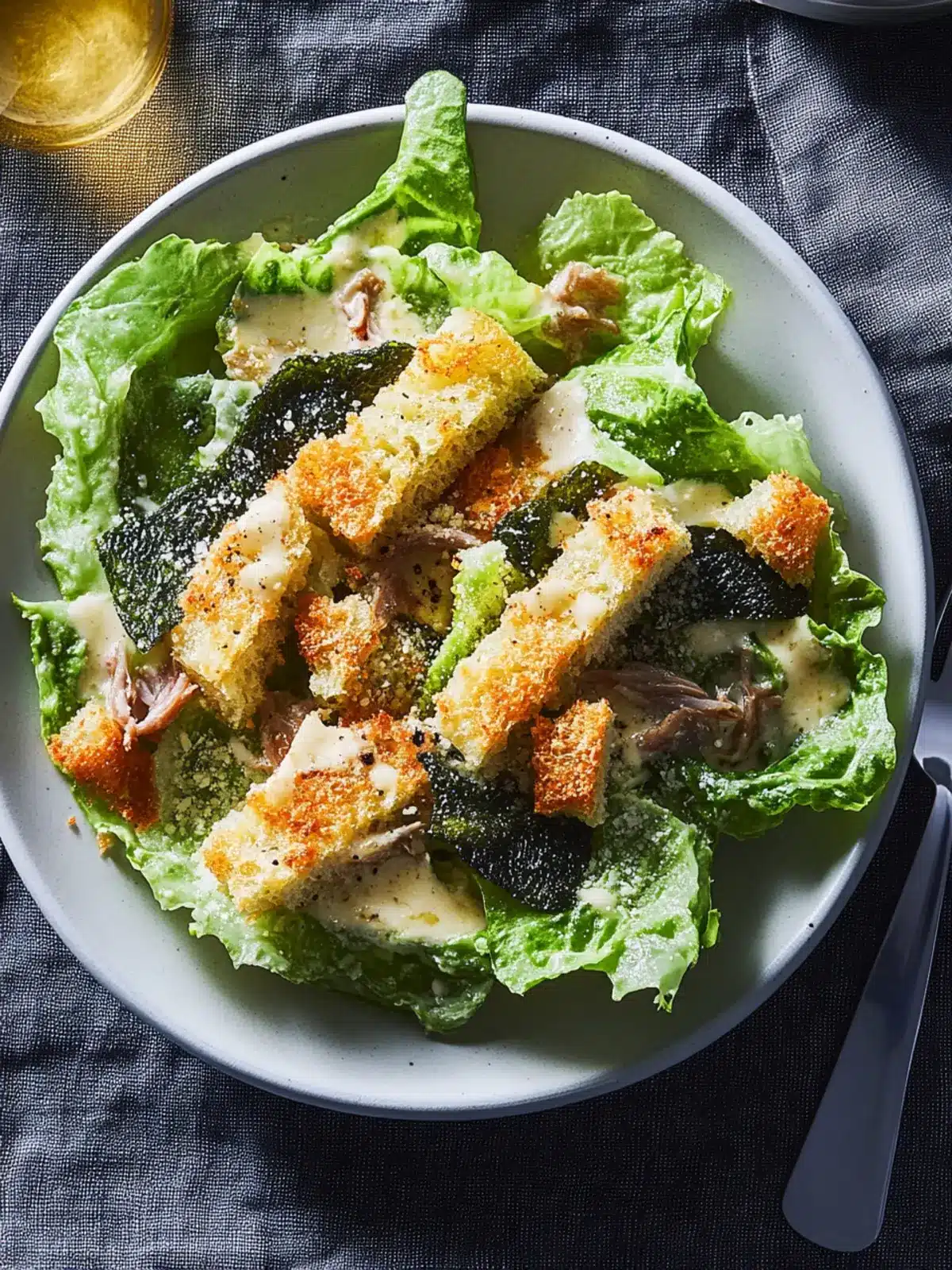 Roasted Seaweed Caesar Salad with Anchovy Croutons Delight 2 Roasted Seaweed Caesar Salad With Anchovy Croutons