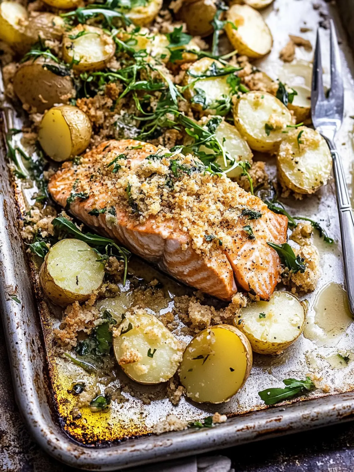 Sheet Pan Dijon Salmon and Panko Potatoes for Easy Dinners 4 Sheet Pan Dijon Salmon and Panko Potatoes