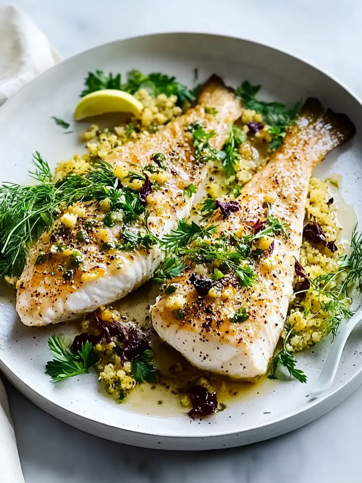 Spiced Tahini Baked Fish with Herbed Couscous Bliss 4 Spiced tahini baked fish