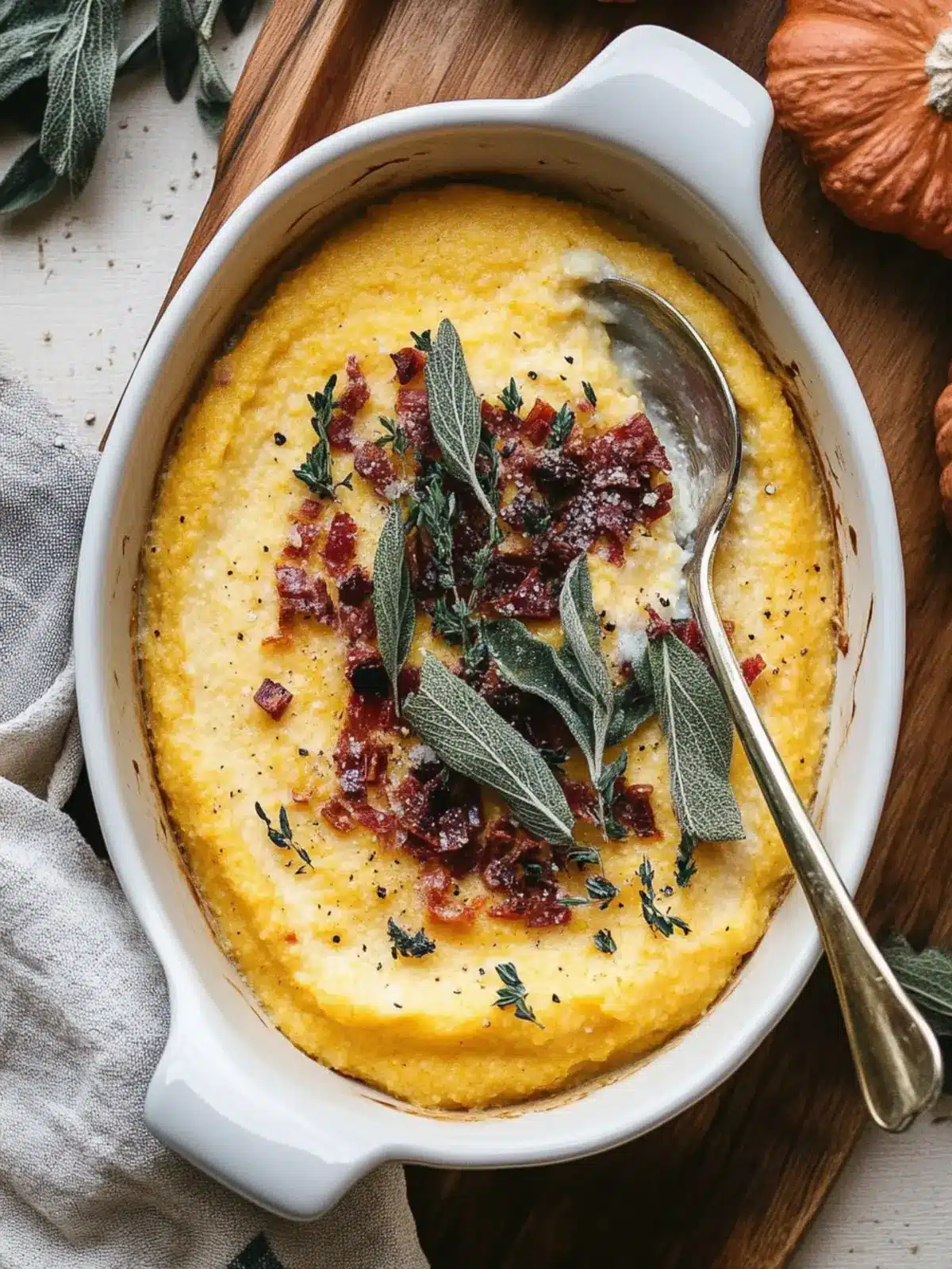 Creamy Pumpkin Polenta with Swiss Chard and Crispy Pancetta 3 Creamy Pumpkin Polenta