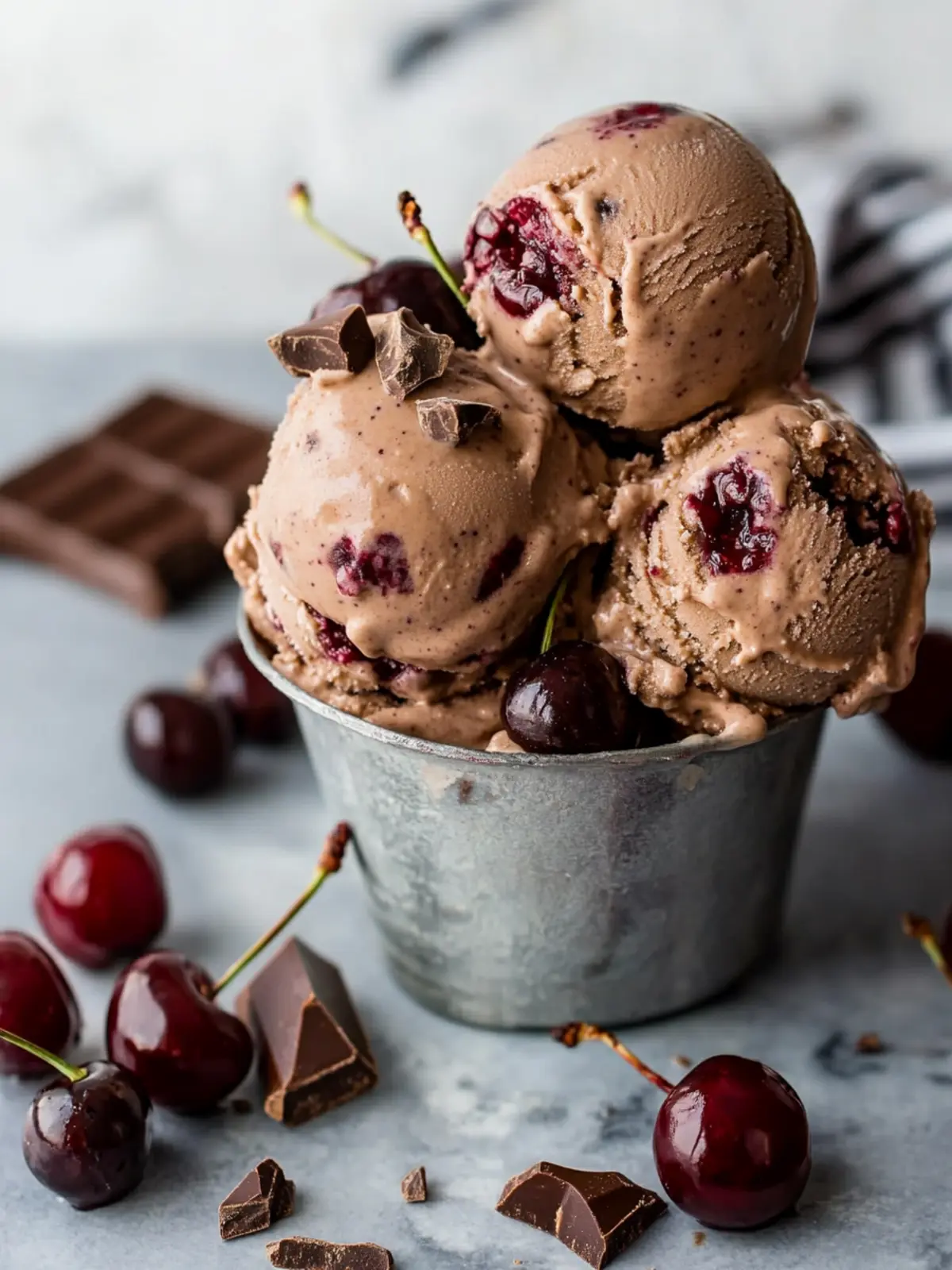 Creamy Double Chocolate Cherry Cheesecake Ice Cream Delight 3 Double chocolate cherry cheesecake ice cream