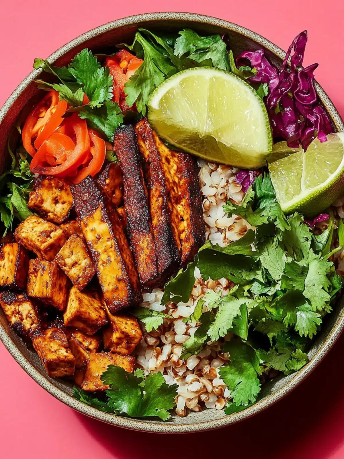 Jerk Tofu Grain Bowls with Crispy Plantains and Slaw Delight 2 Jerk Tofu Grain Bowls