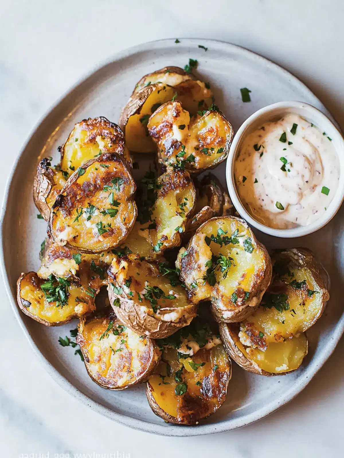 Crispy Smashed Potatoes with Miso Tahini Sauce to Wow You 2 Crispy Smashed Potatoes with Miso Tahini Sauce