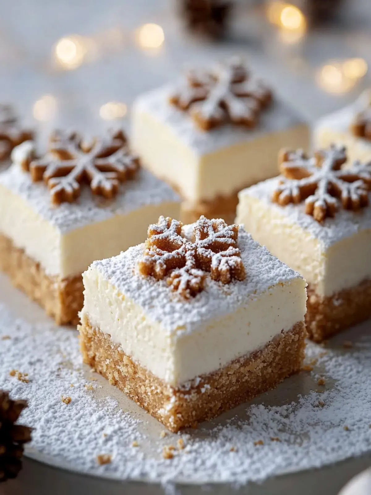 Gingerbread Snowflake Cheesecake Bars that Wow Your Guests 3 Gingerbread Snowflake Cheesecake Bars