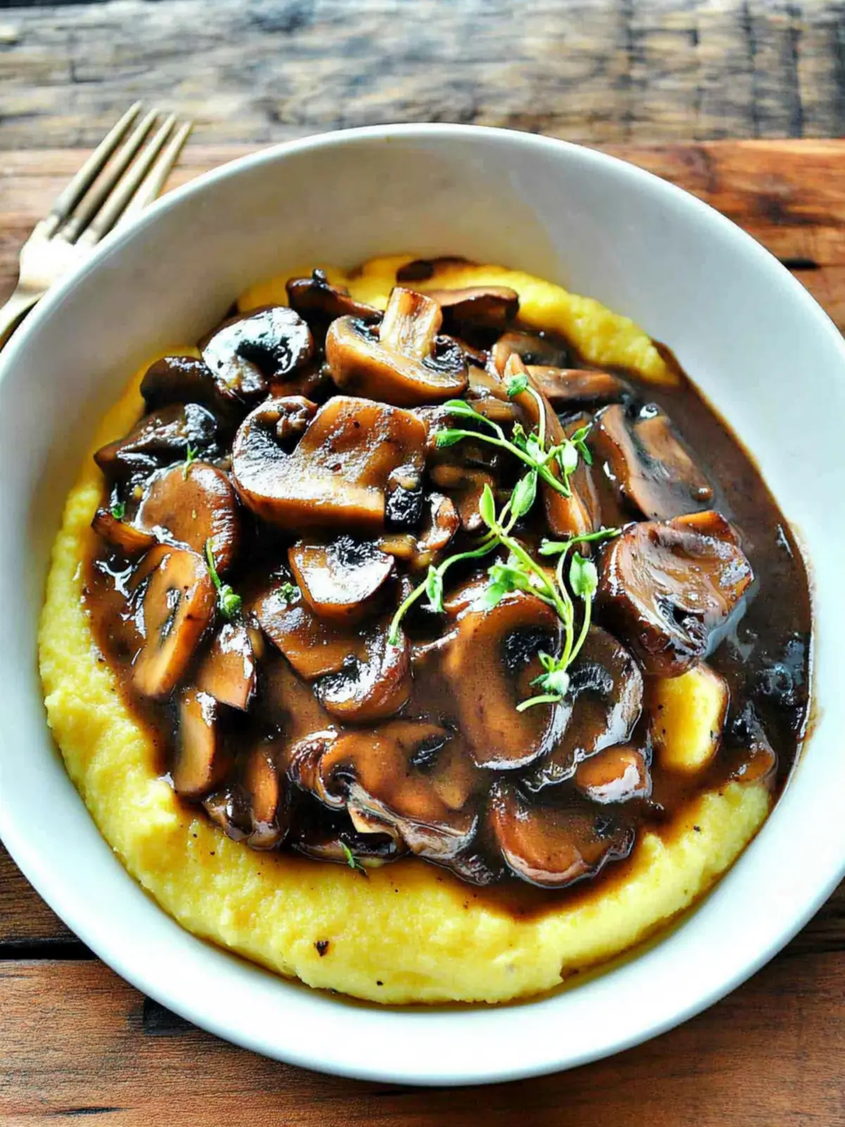 Vegan Creamy Polenta with Savory Red Wine Mushrooms Delight 2 Vegan Creamy Polenta and Red Wine Mushrooms