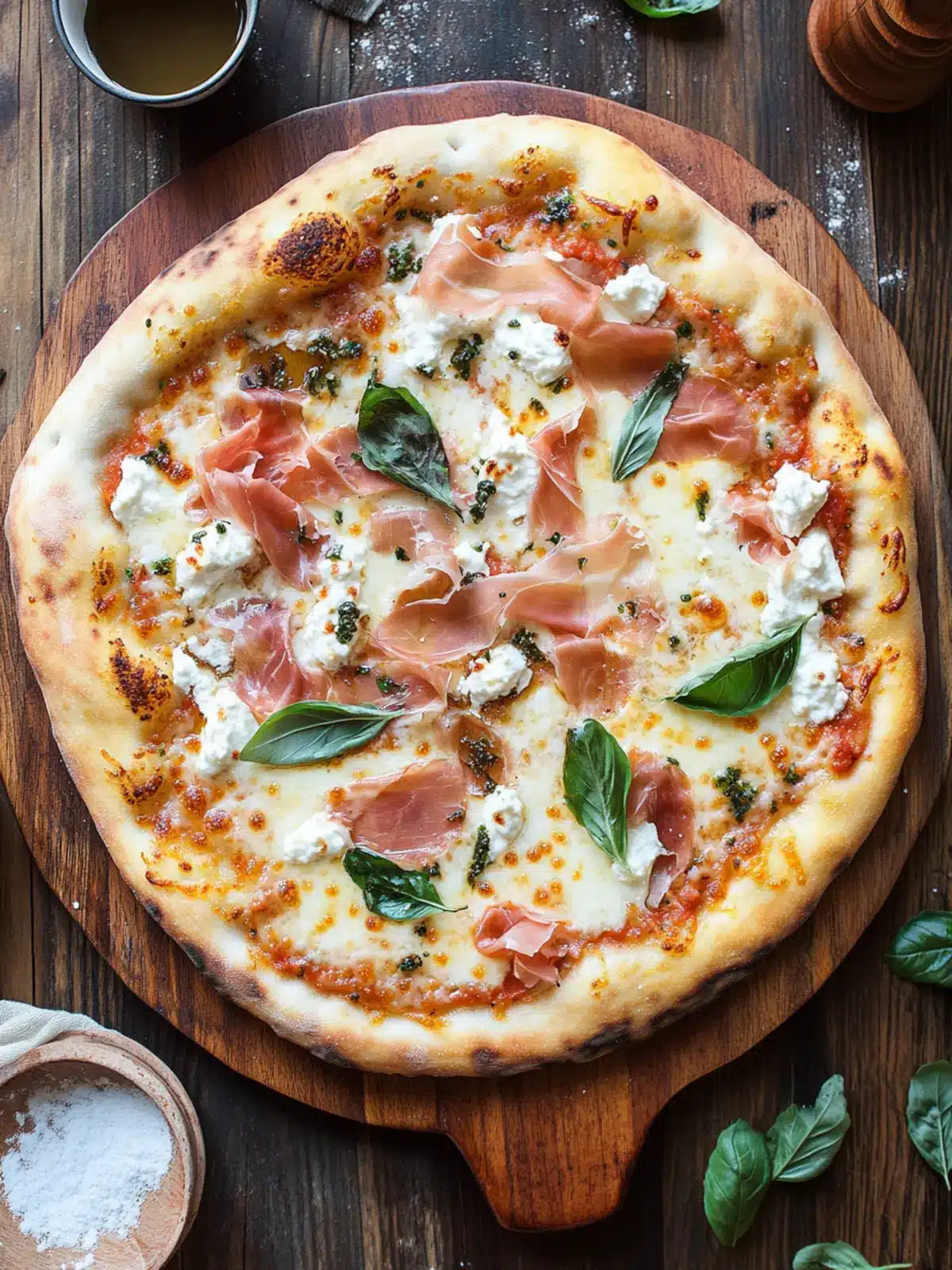 Savory White Pizza with Prosciutto & Hot Honey Surprise 2 White Pizza with Prosciutto & Hot Honey