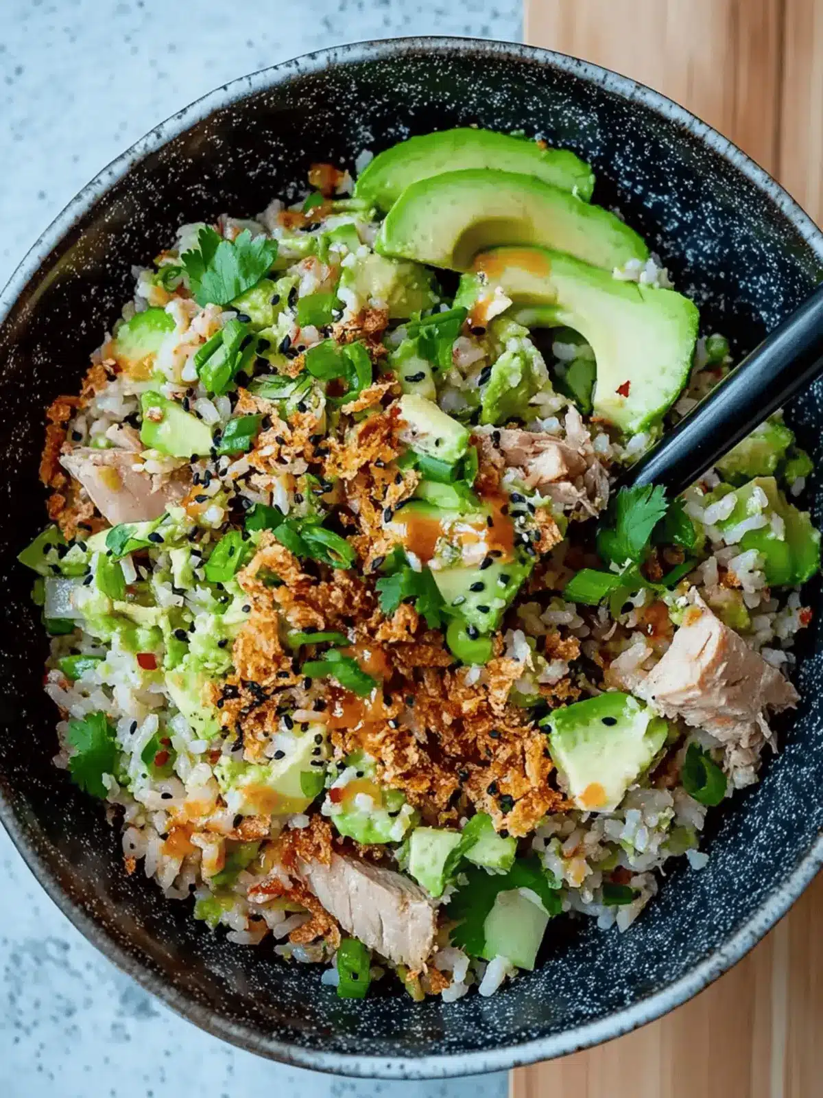 Tuna Avocado Crispy Rice Salad That's Perfect for Any Day 4 Tuna Avocado Crispy Rice Salad