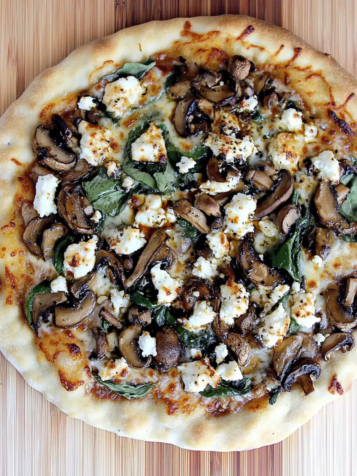 Balsamic Mushroom & Goat Cheese Pizza with Spinach Bliss 4 Balsamic Mushroom & Goat Cheese Pizza with Spinach