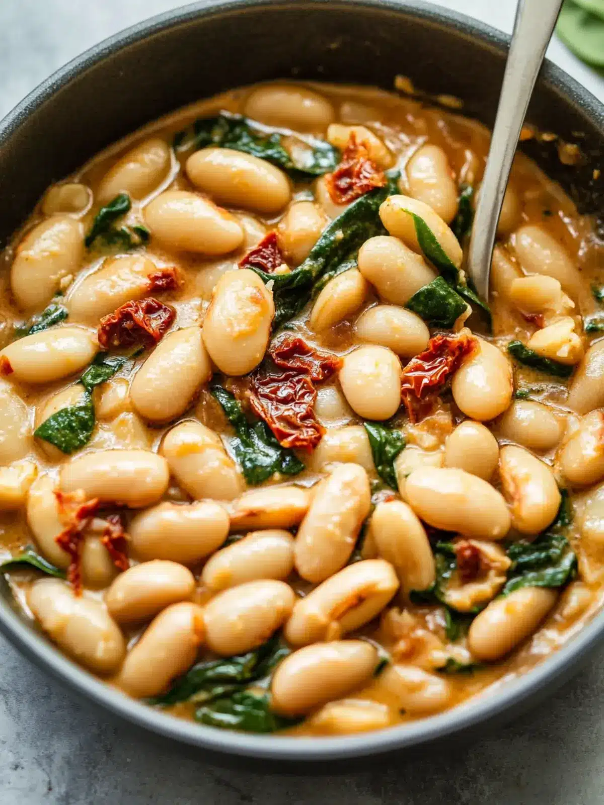Savory Tuscan Butter Beans with Spinach and Sun-Dried Tomato 3 Tuscan Butter Beans with Spinach and Sun-dried Tomato