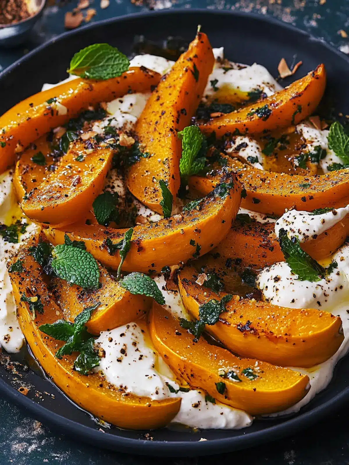 Spiced Squash Wedges with Labneh & Mint for Flavor Lovers 3 Spiced squash wedges with labneh & mint