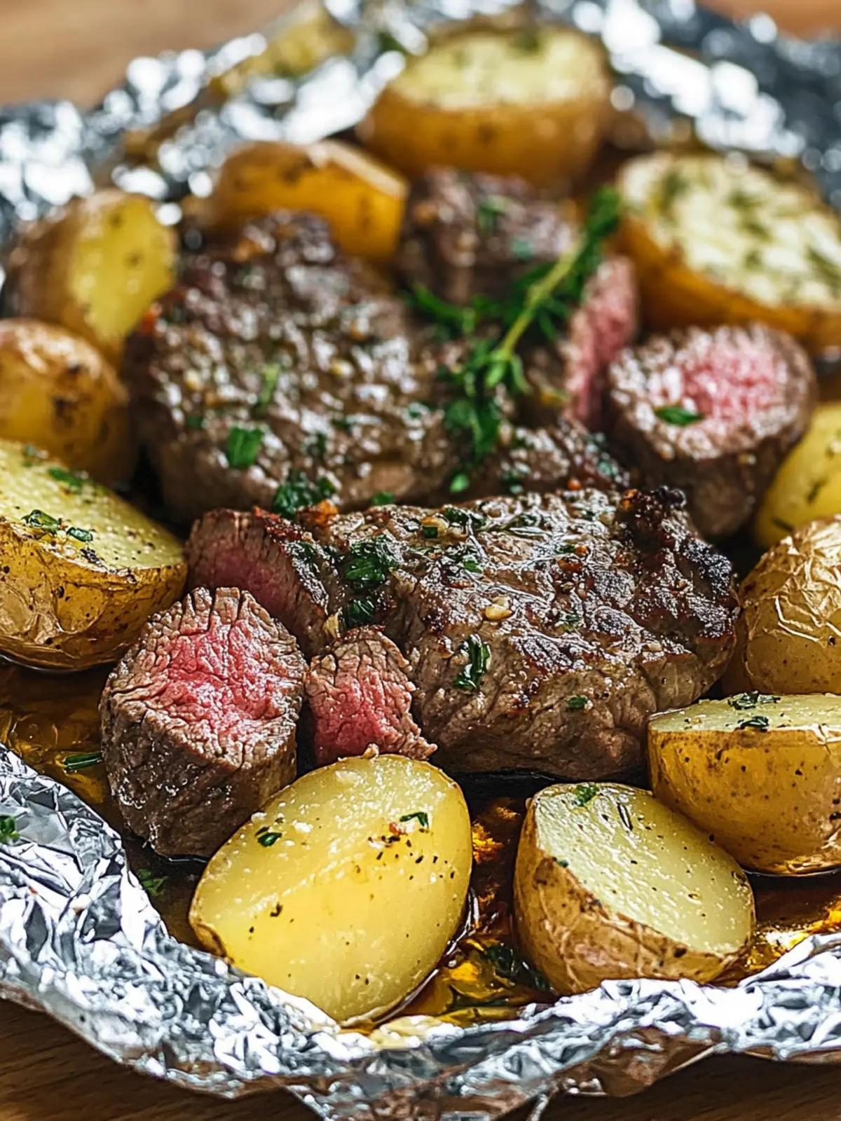 Savor Garlic Herb Steak and Potato Foil Packets Today 4 Garlic Herb Steak and Potato Foil Packets