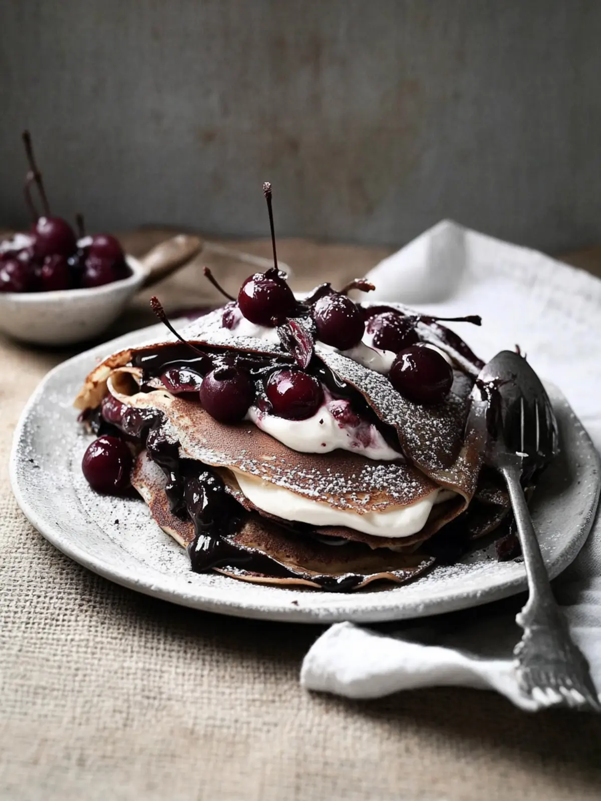 Irresistible Black Forest Crepes with Cherry Delight 3 black forest crepes (chocolate and cherry)