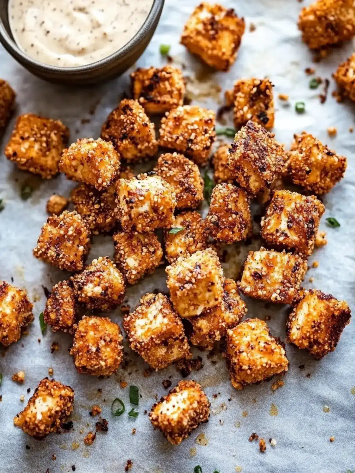 Crispy Fried Cajun Popcorn Tofu with Creamy Maple Ranch 2 Fried Cajun Popcorn Tofu with Creamy Cajun Maple Ranch