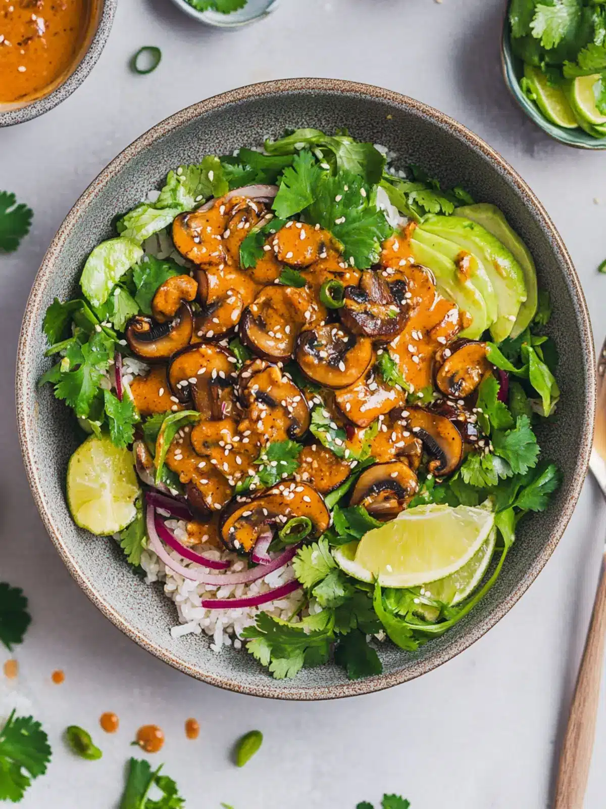 Crispy Rice Mushroom Satay Salad Vegan Delight to Savor 4 Crispy Rice Mushroom Satay Salad (Vegan)