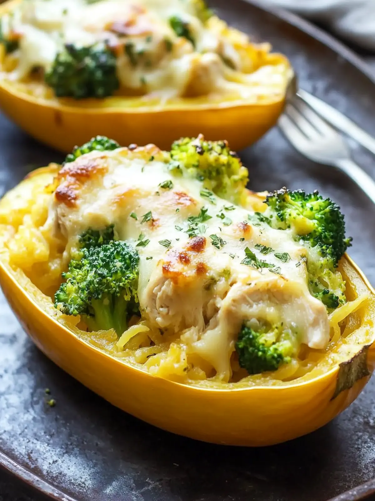 Cheesy Chicken and Broccoli Stuffed Spaghetti Squash Delight 3 Cheesy Chicken and Broccoli Stuffed Spaghetti Squash